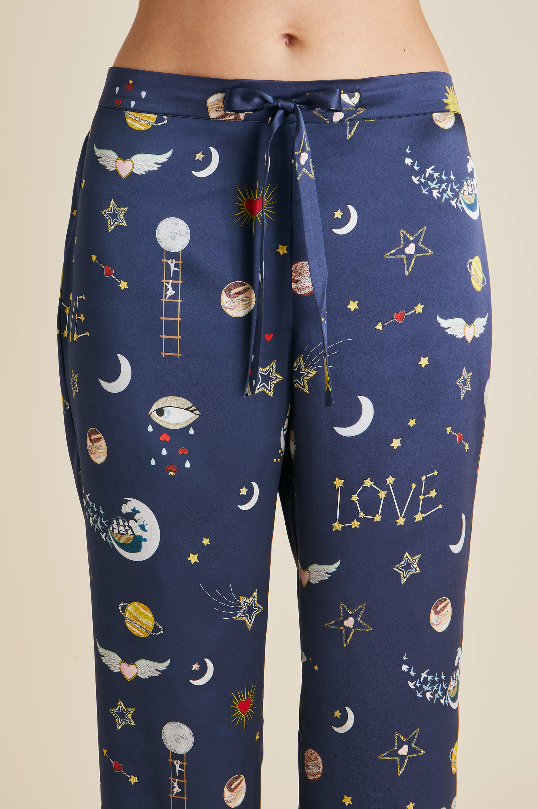 Lila Cosmic Navy pajamas in Silk Satin