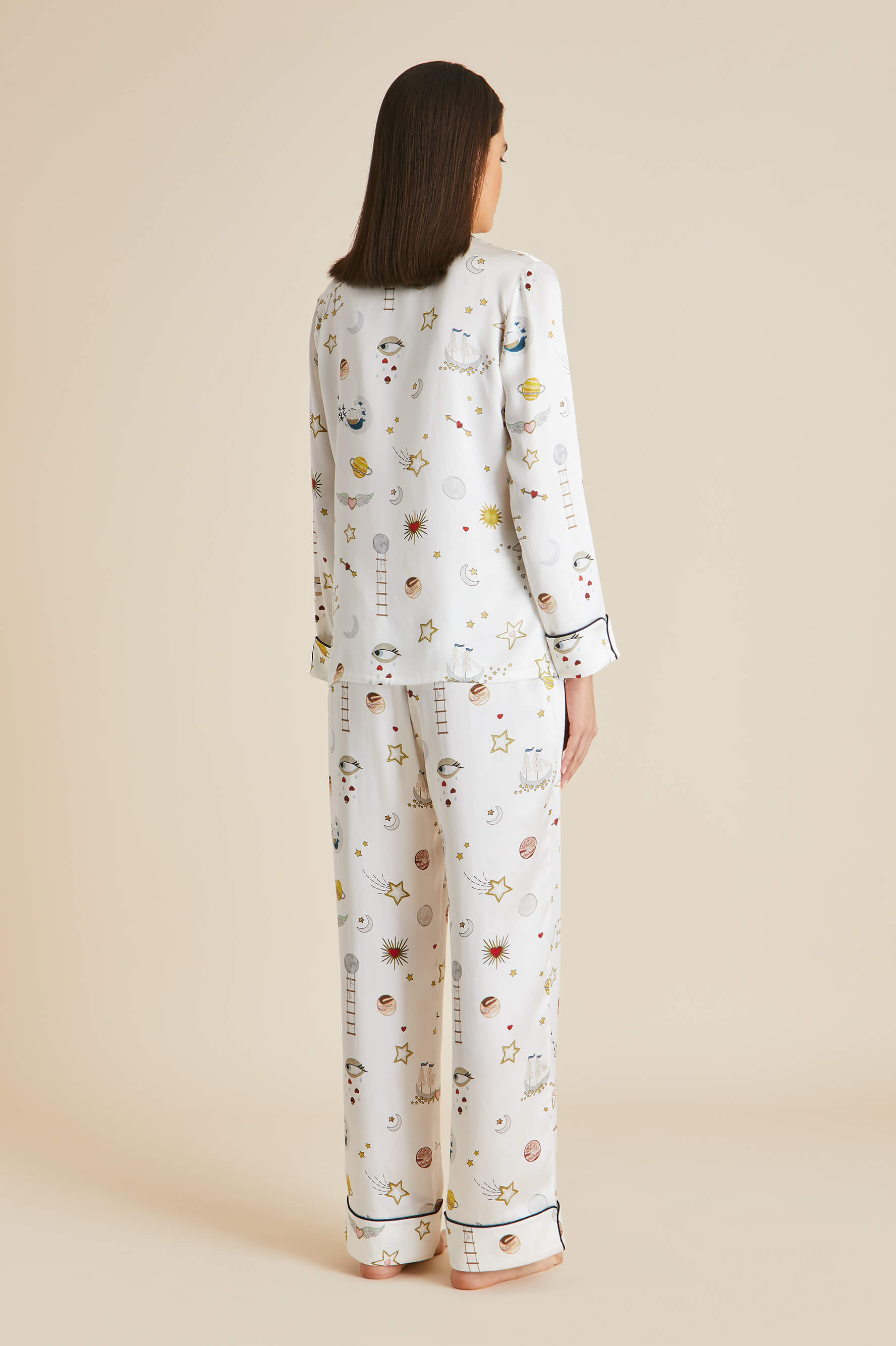 Lila Love Ivory pajamas in Silk Satin