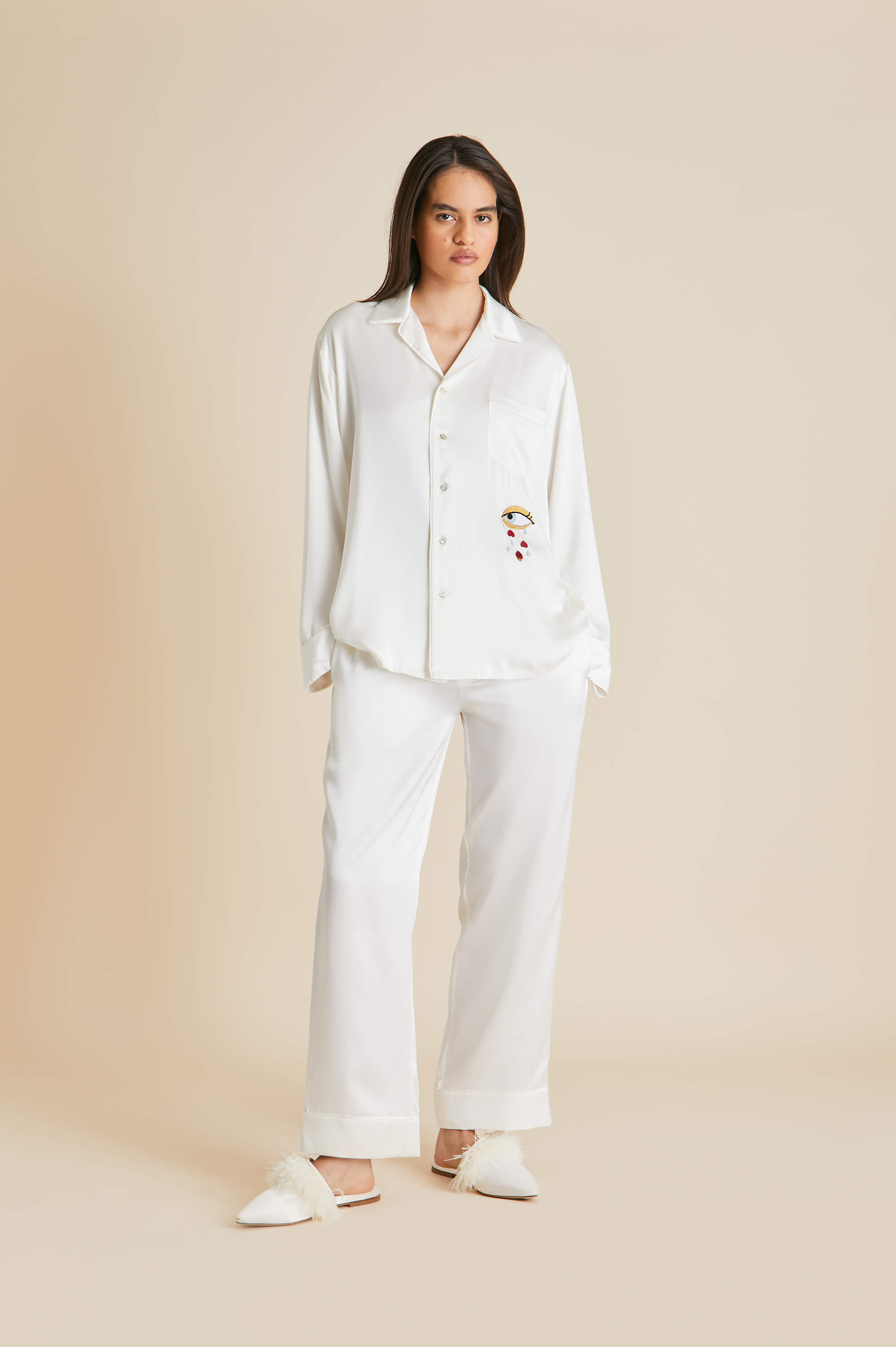 Yves Desire Ivory pajamas in Silk Satin