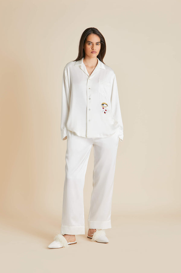 Yves Desire Ivory pajamas in Silk Satin