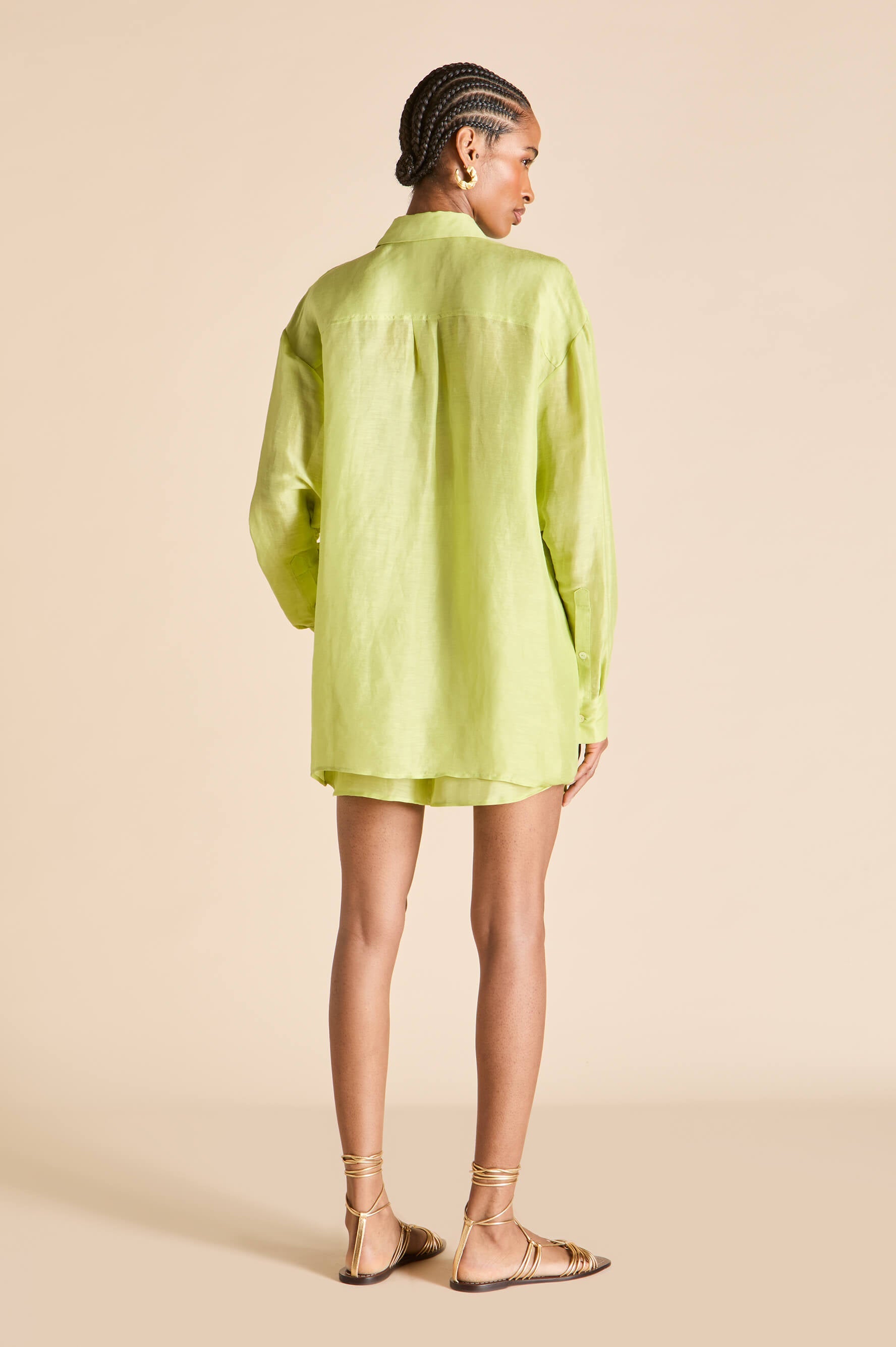 Kick Celery Green Pajamas in Linen-Silk