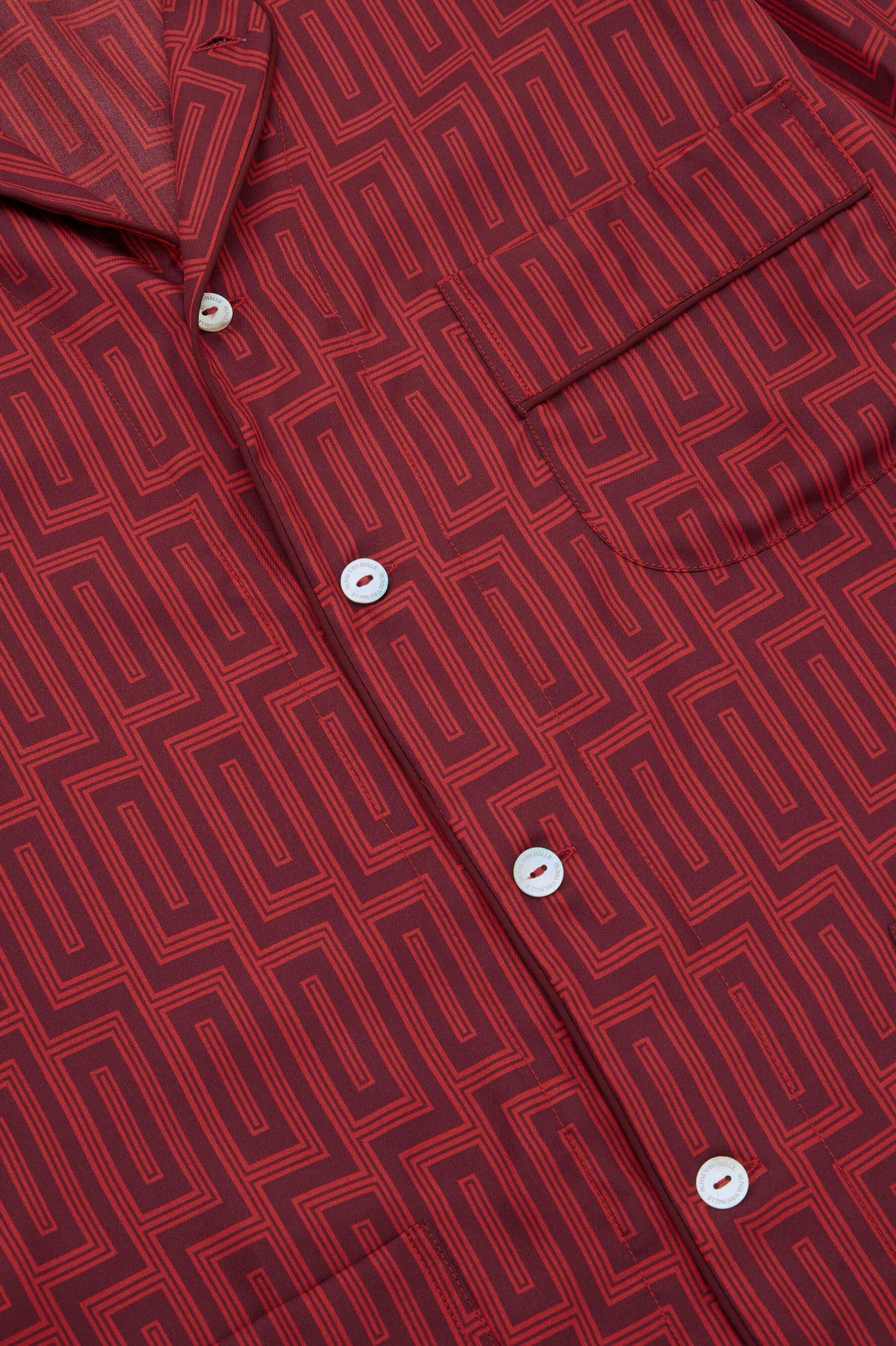 Laurent Ruspoli Red Geometric Pajamas in Silk Twill