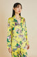 Lila Chakra Yellow Floral Pajamas in Silk Satin
