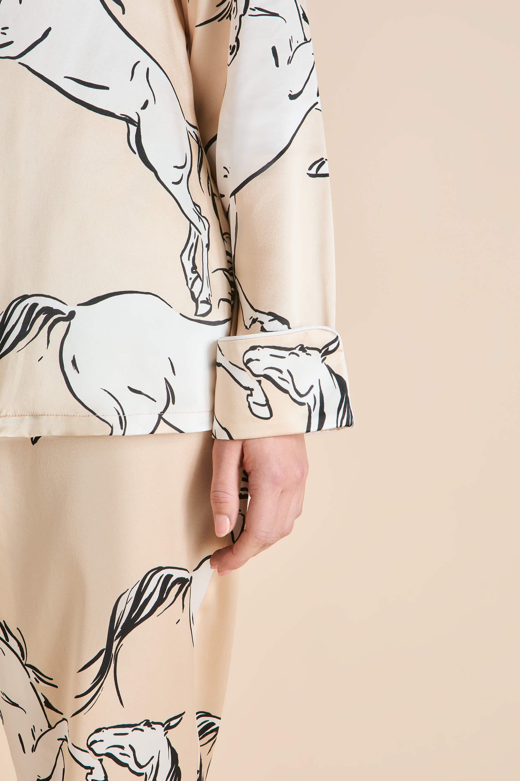 lila clementine caramel horse pajamas in silk satin 