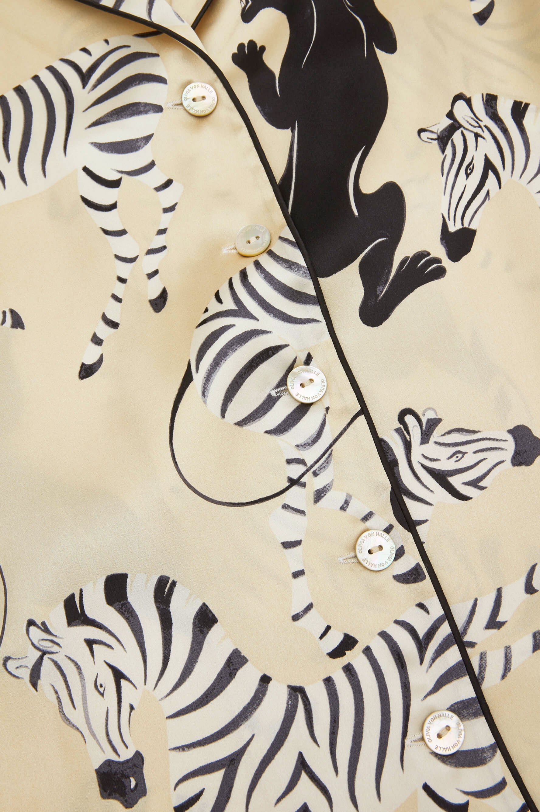 Lila Demy Cream Zebra Silk Satin pajamas