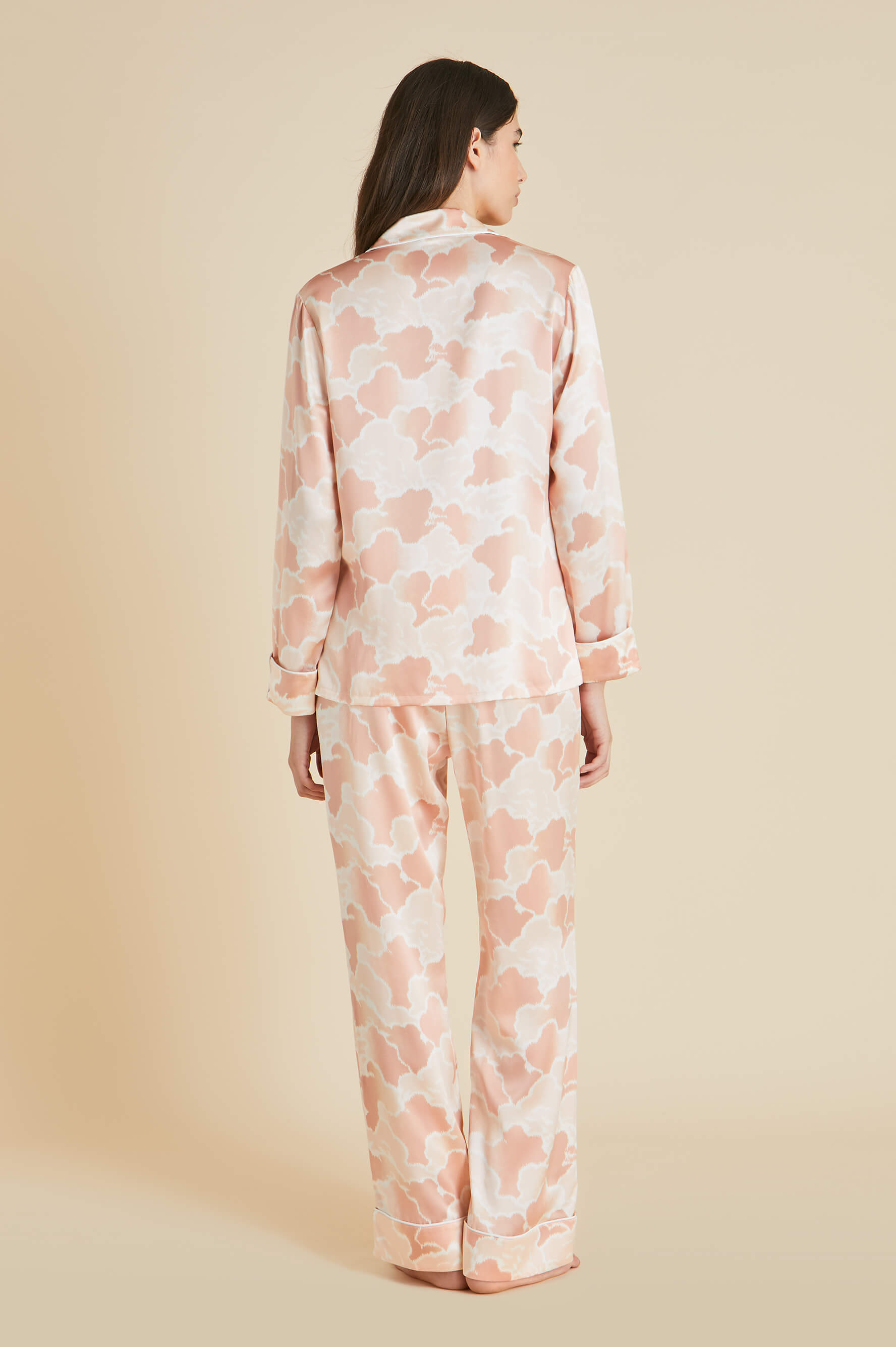 Lila Icarus Peach Cloud Pajamas in Silk Satin