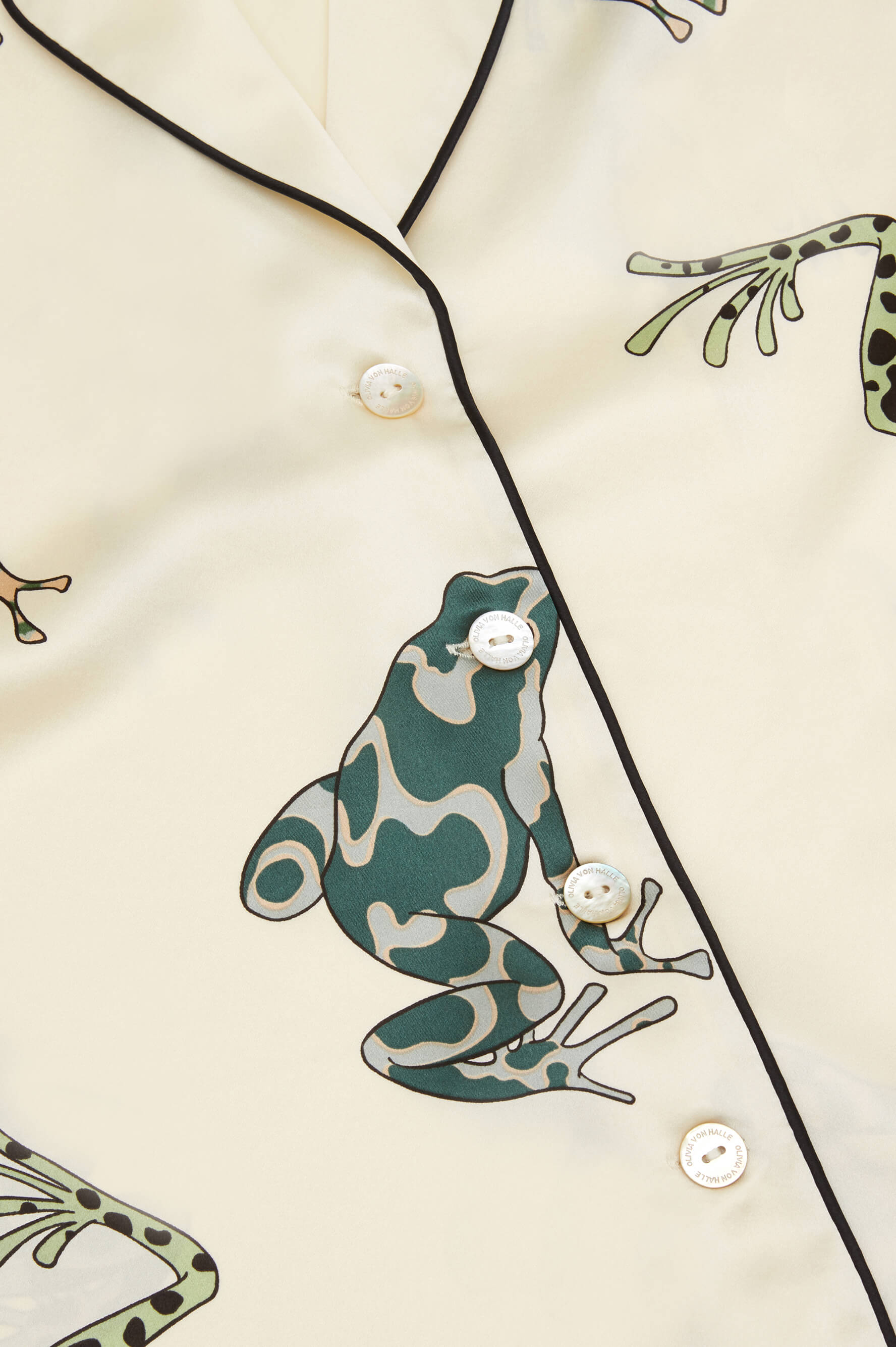 Lila Lumi Ivory Frog Pajamas in Silk Satin