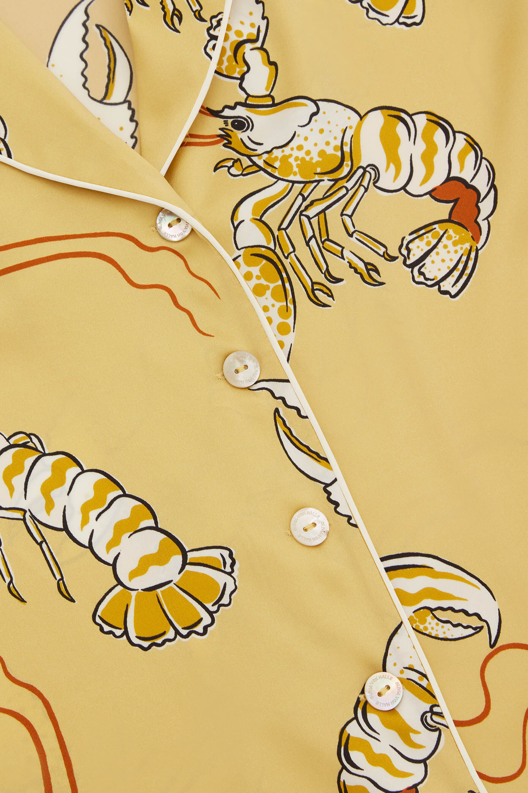 Lila Perseus Yellow Lobster Pajamas in Silk Satin