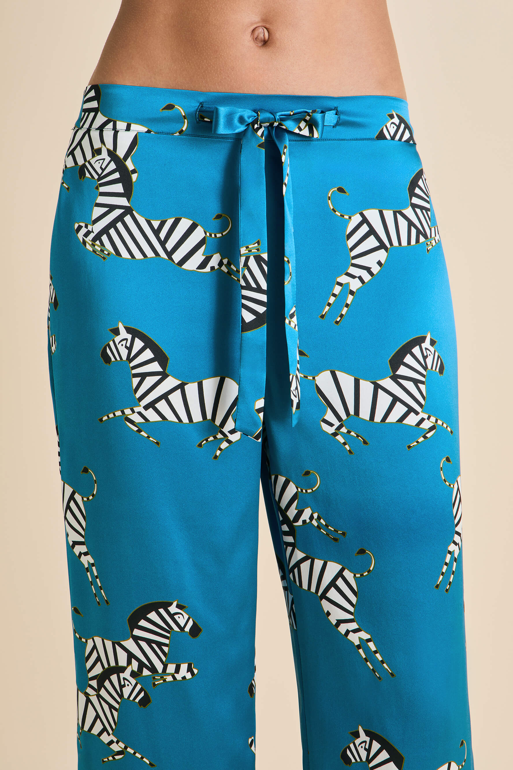 Lila Zora Blue Zebra Pajamas in Silk Satin