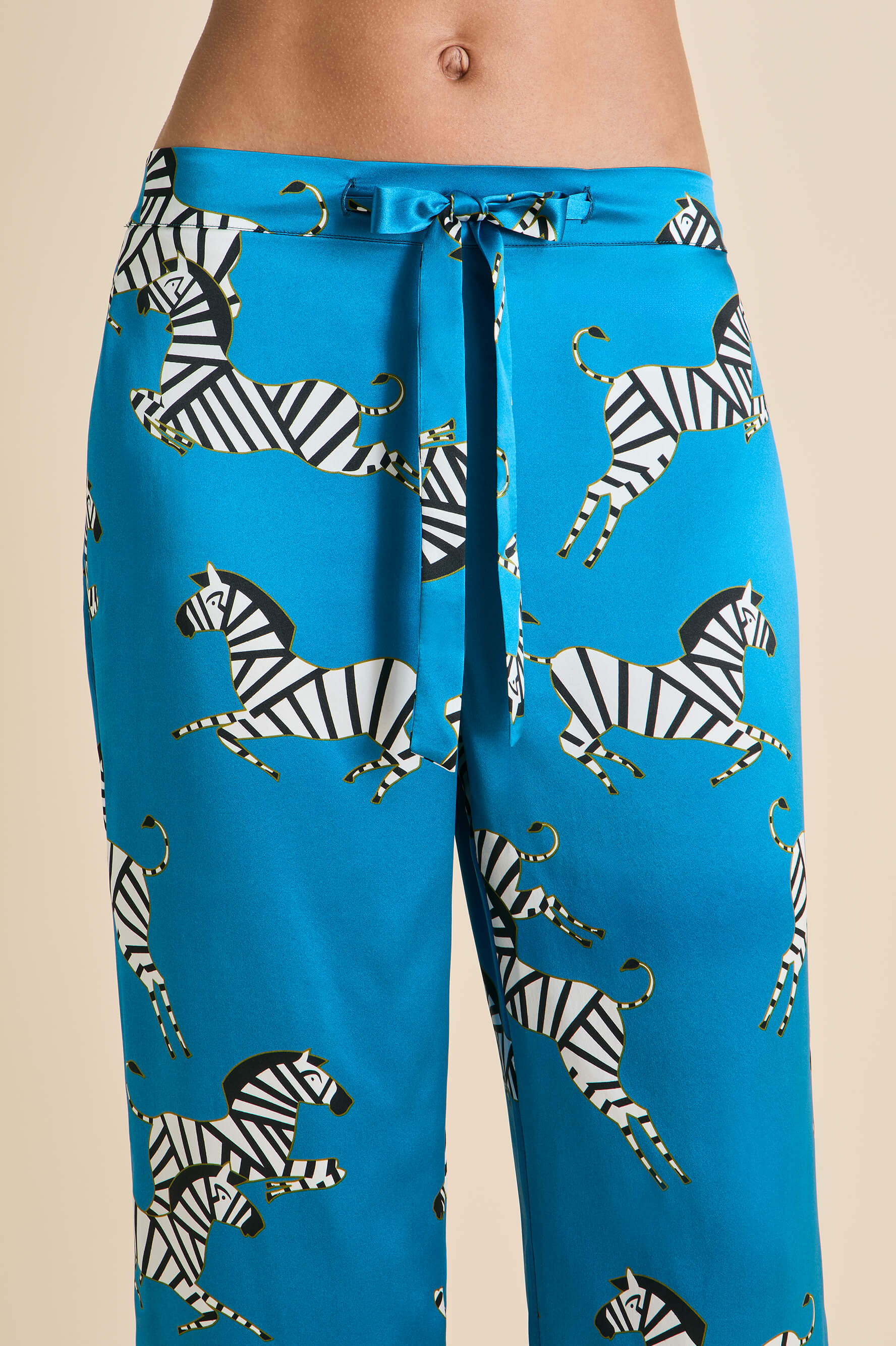 Lila Zora Blue Zebra Pajamas in Silk Satin