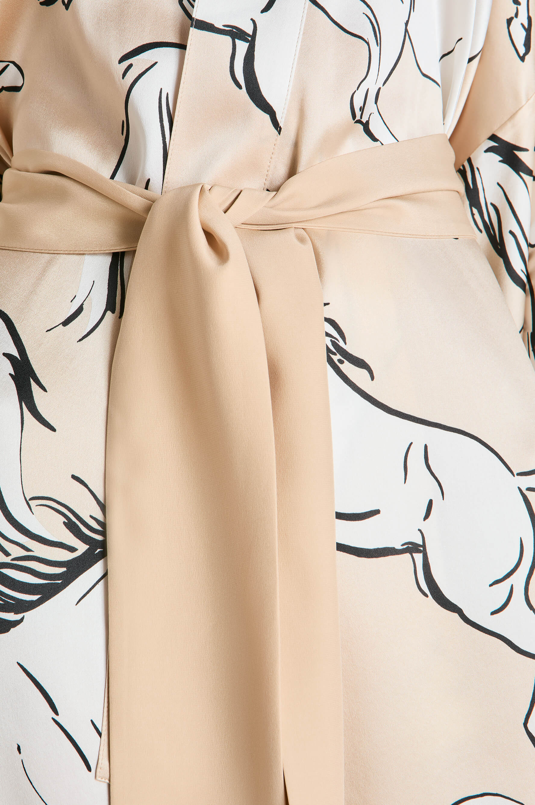 Mimi Clementine Caramel Horse Robe in Silk Satin