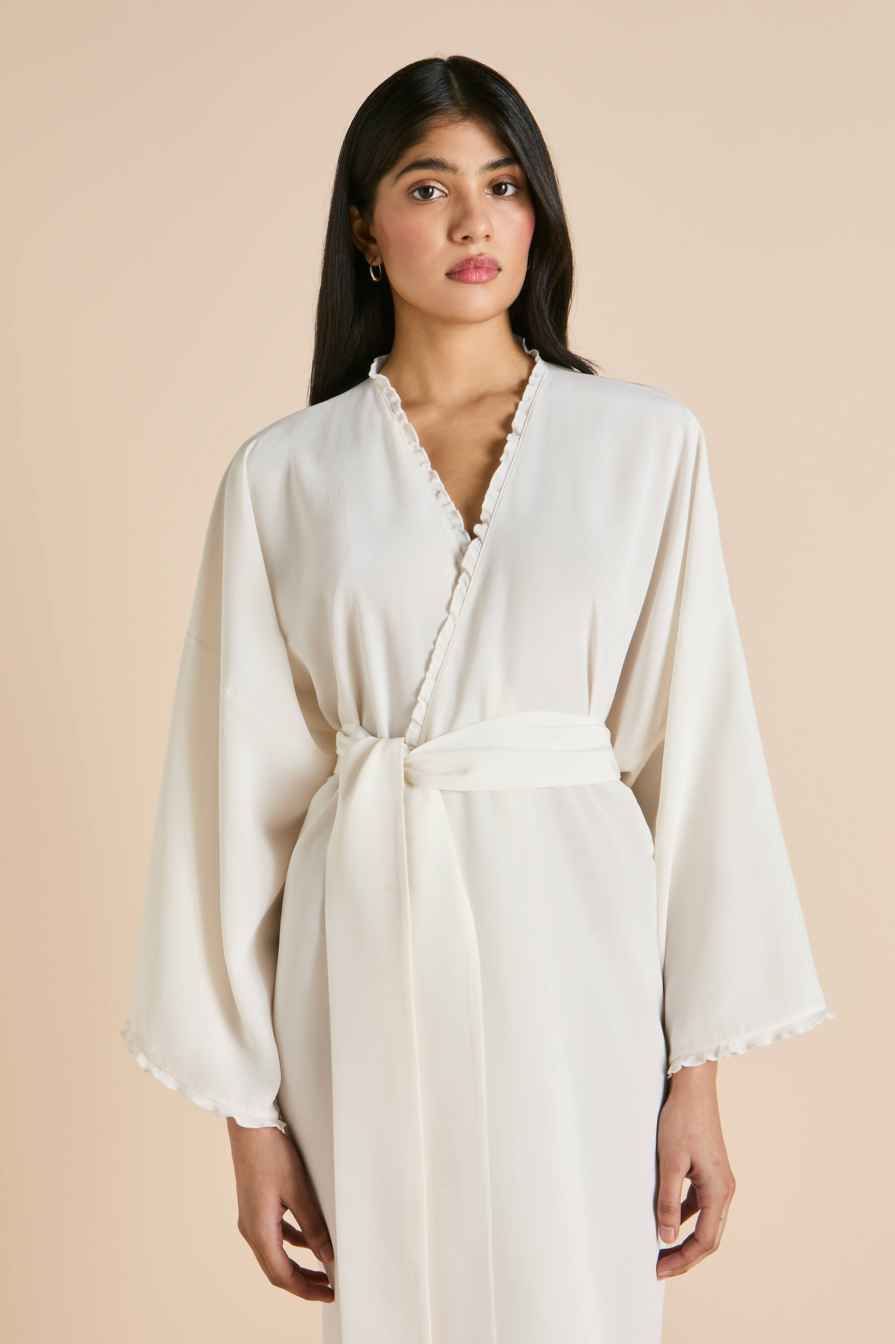 Mimi Ivory Robe in Silk Crêpe de Chine