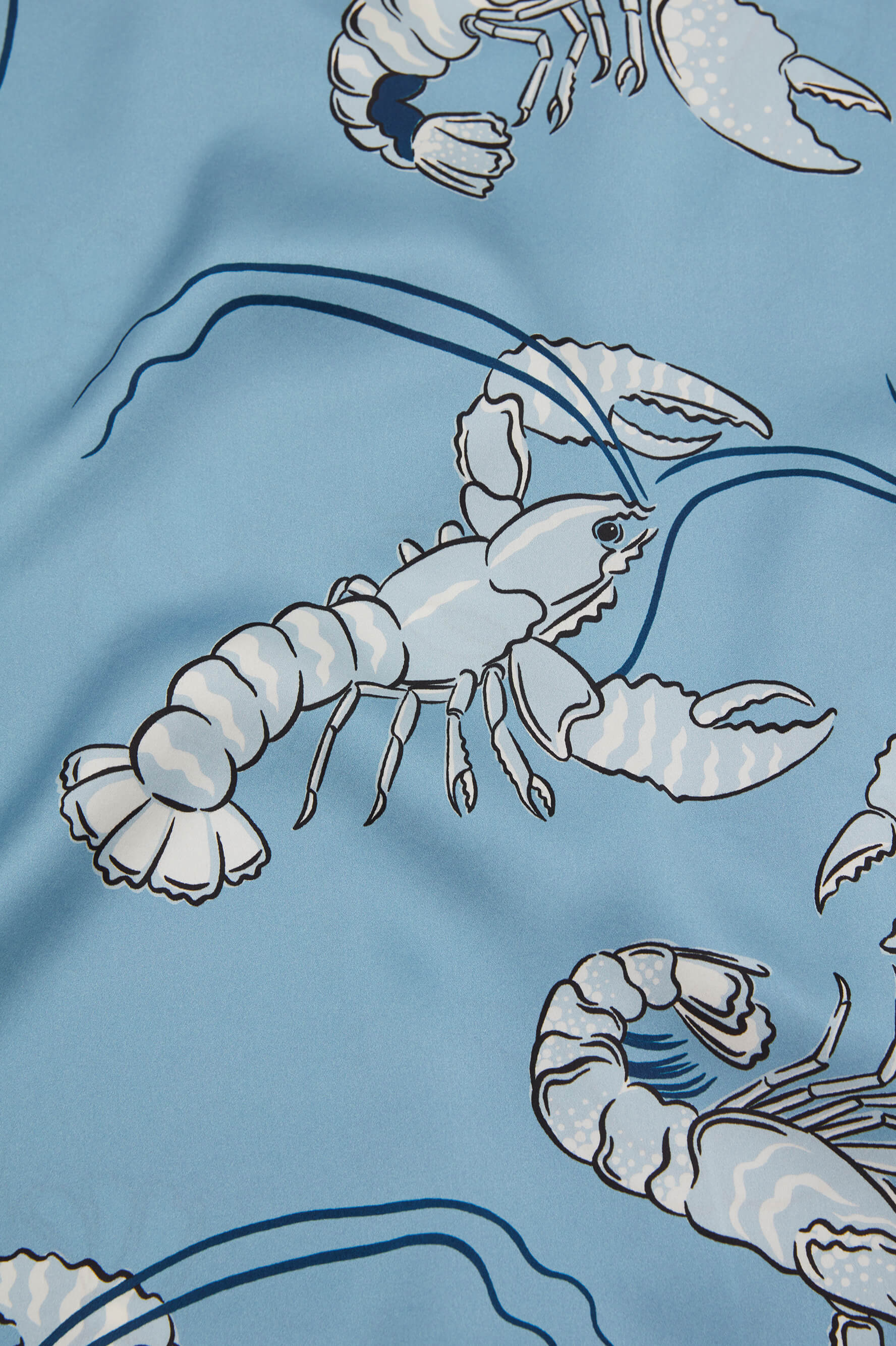 Mimi Poseidon Blue Lobster Robe in Silk Satin