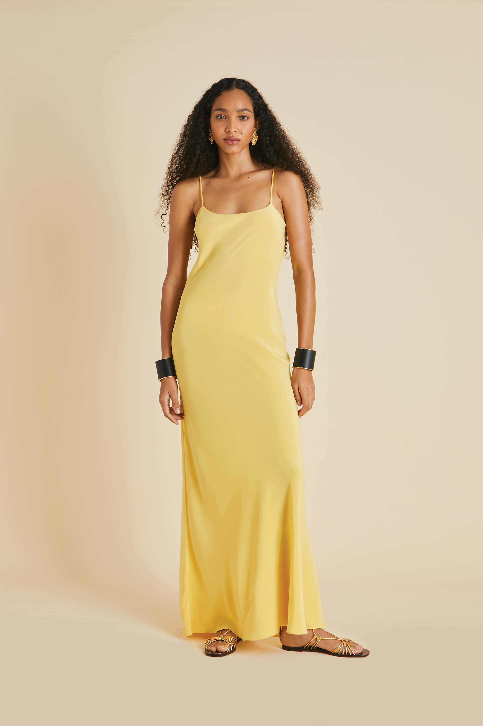 Olympia Yellow Slip Dress in Silk Crêpe de Chine