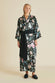 Queenie Esme Black Floral Silk Satin Robe