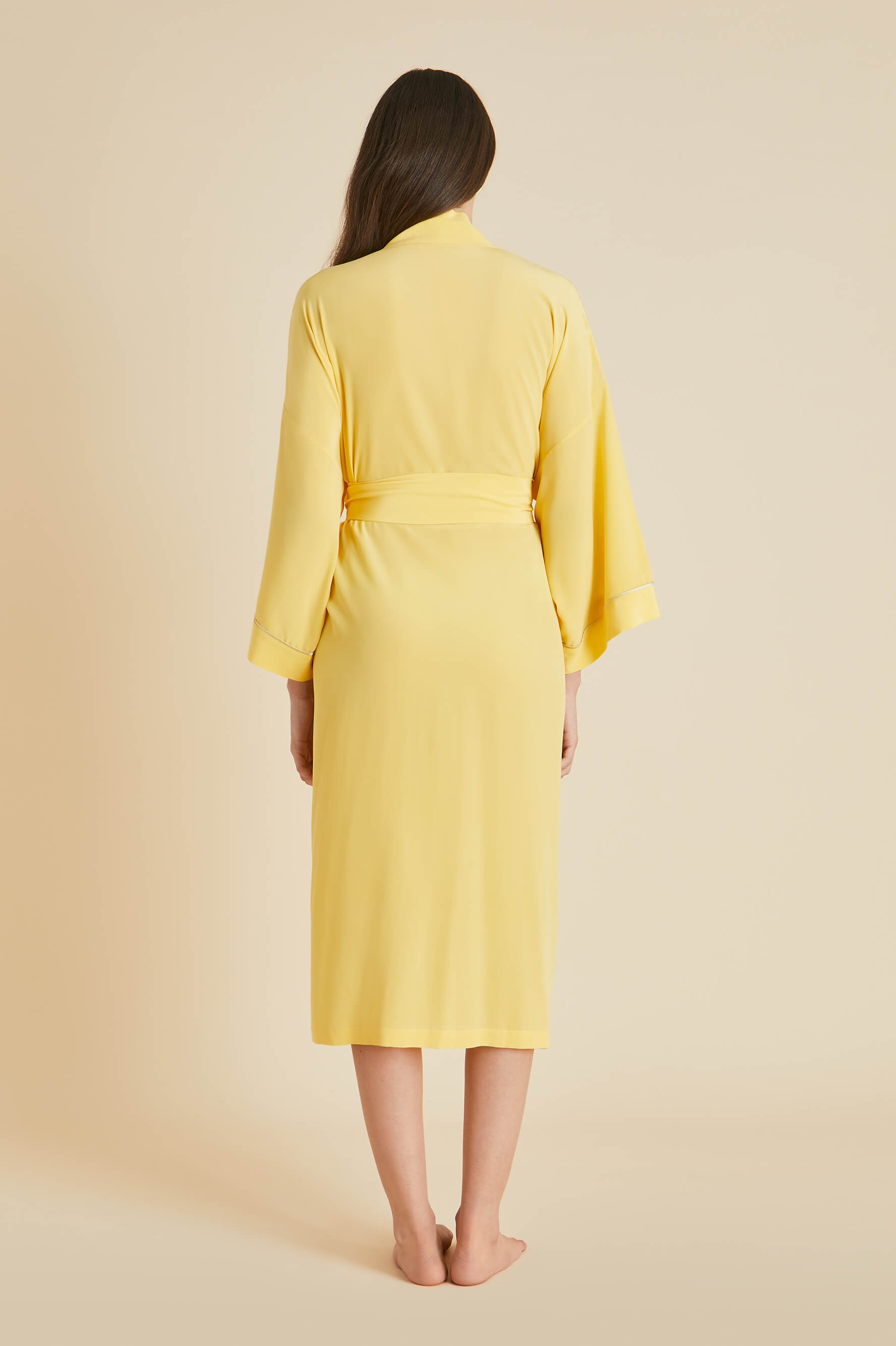 Sabine Yellow Robe in Silk Crêpe de Chine