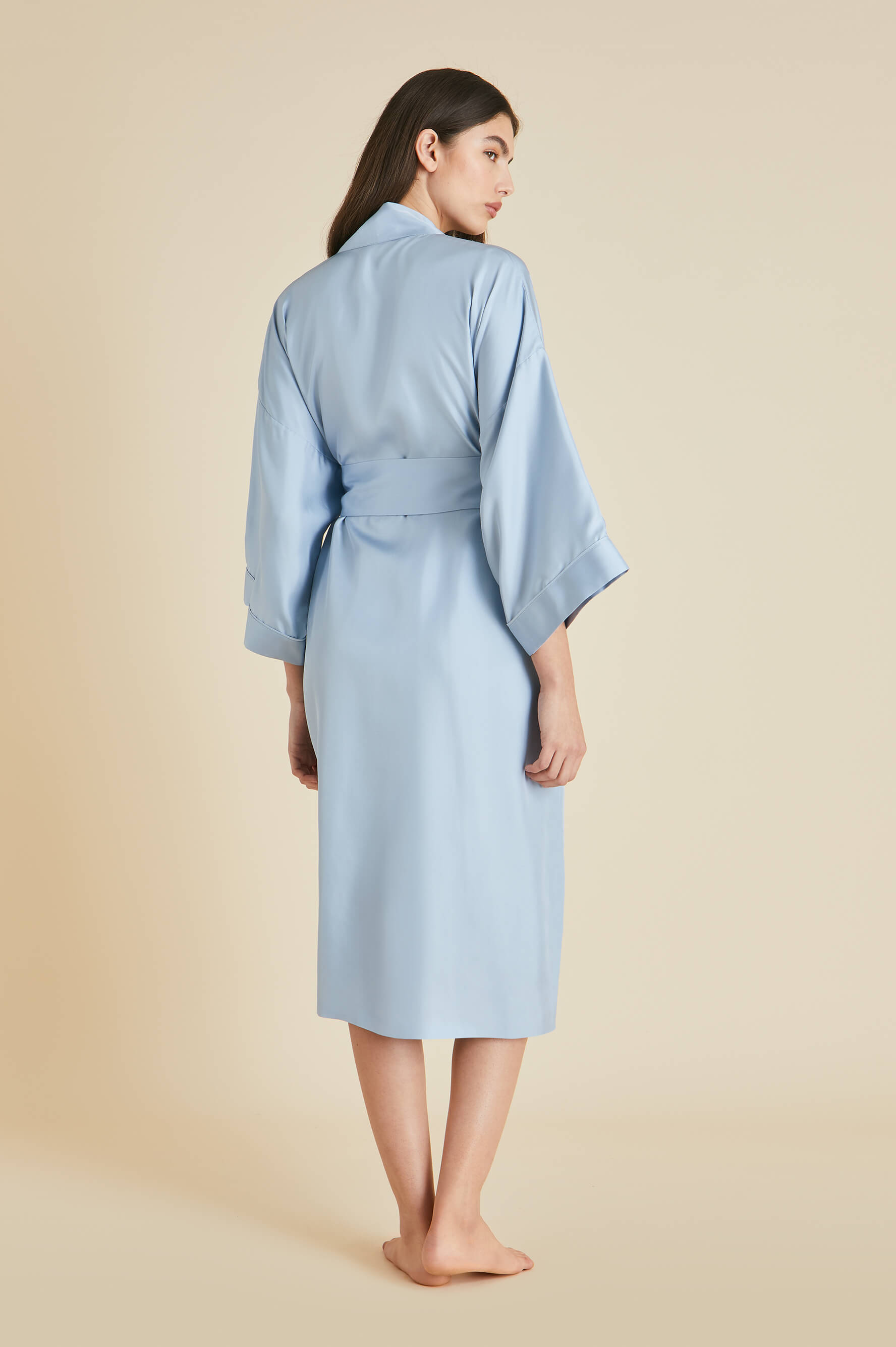 Sabine Powder Blue Robe in Silk Twill