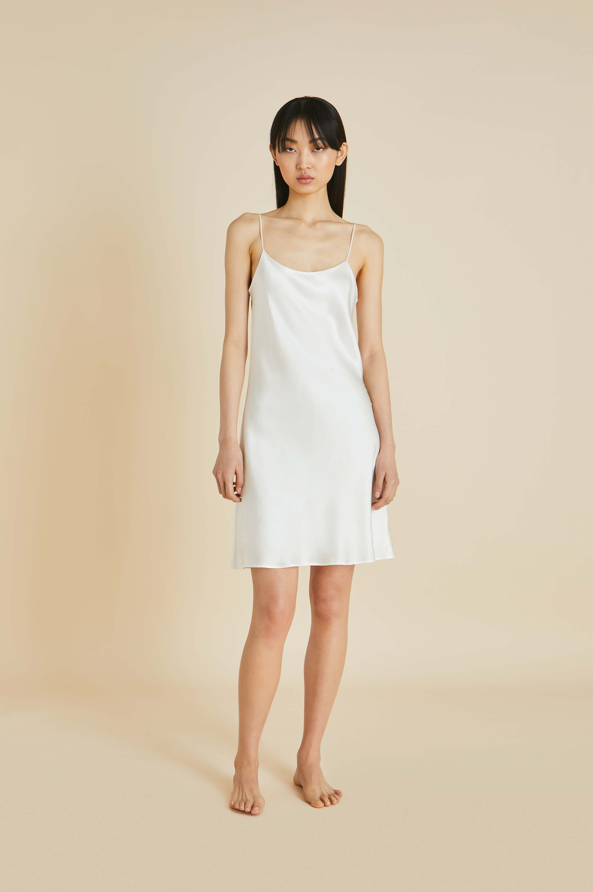 Venus Ivory Slip Dress in Silk Satin Olivia von Halle