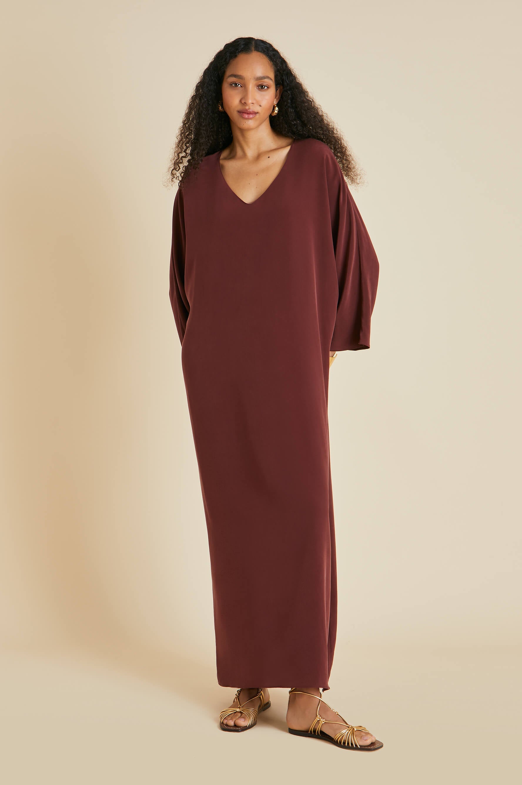 Vreeland Burgundy Dress in Silk Crêpe de Chine