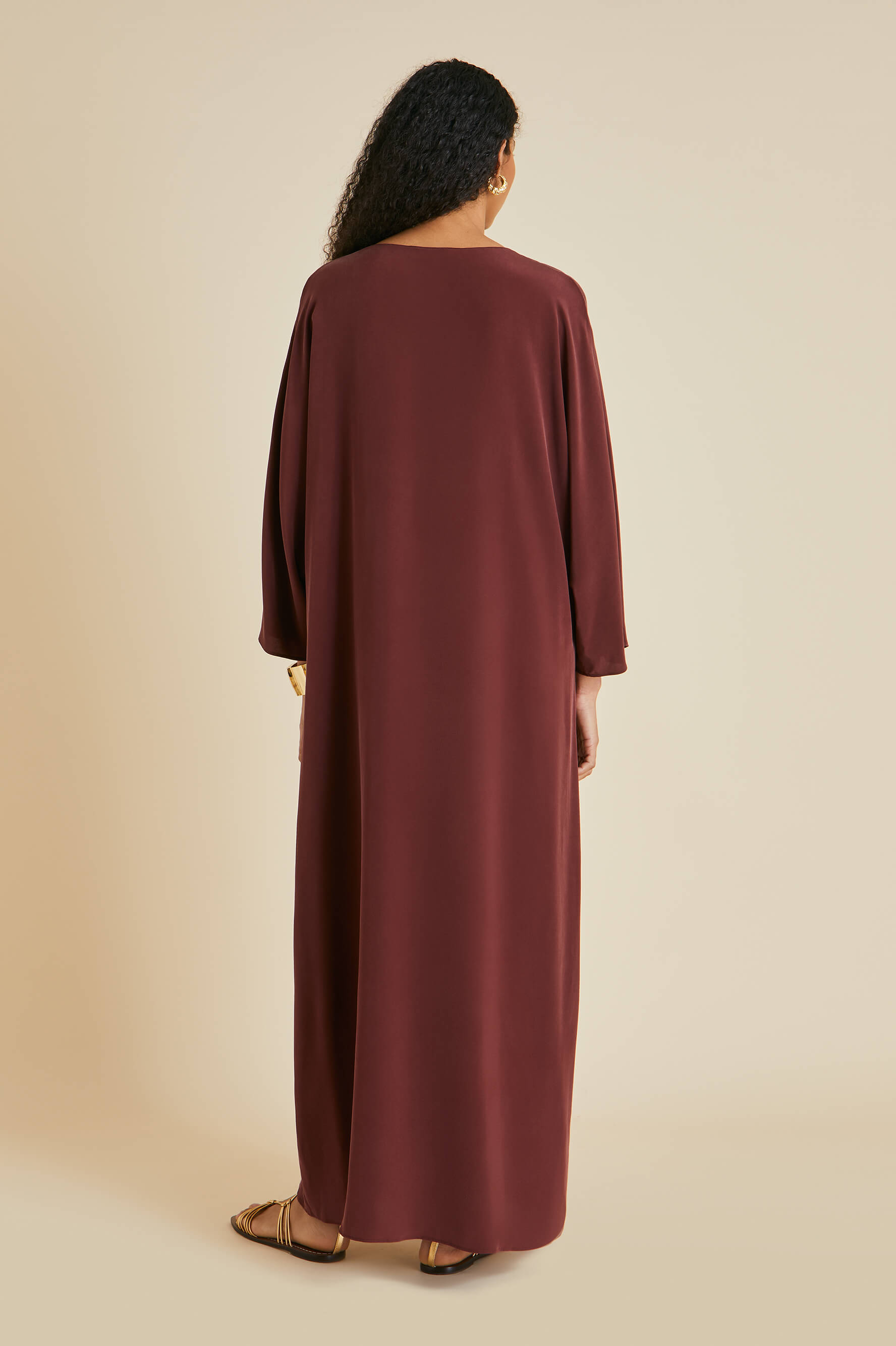 Vreeland Burgundy Dress in Silk Crêpe de Chine