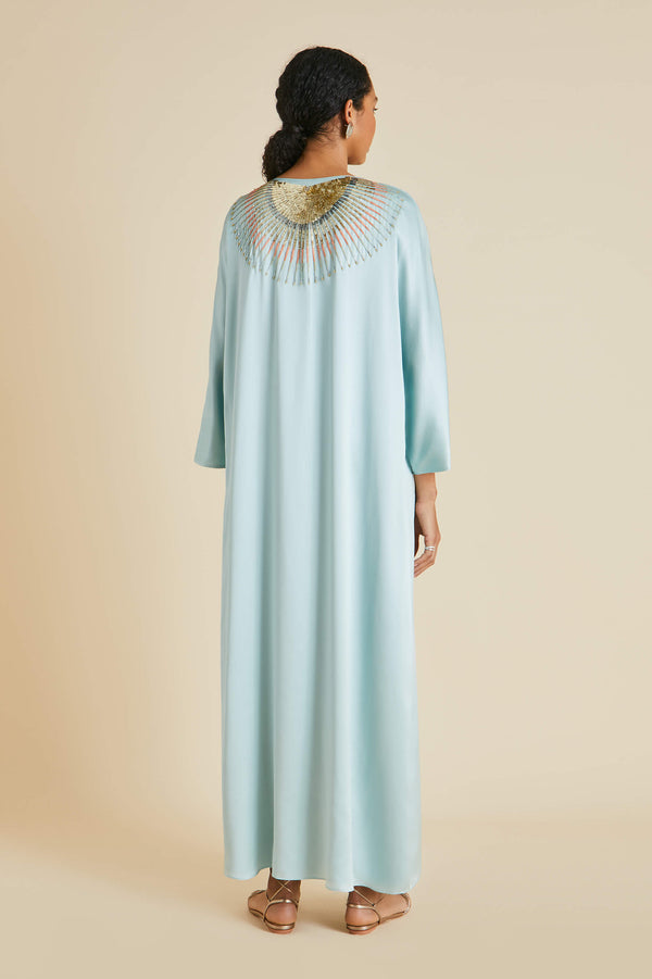 Vreeland Incantation Blue Embellished Sandwashed Silk Dress