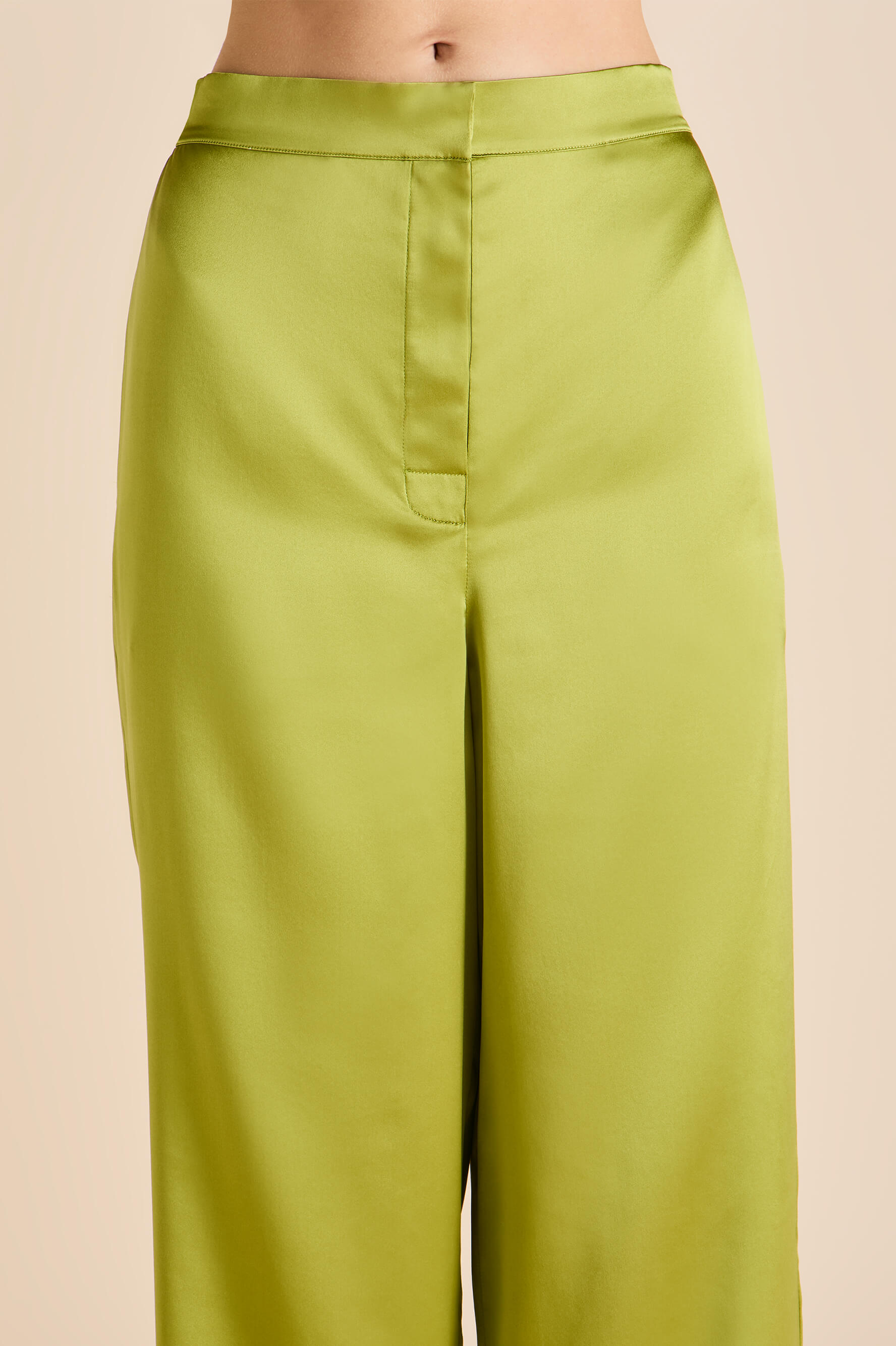 Wolfe Olive Green Pajamas in Silk Satin