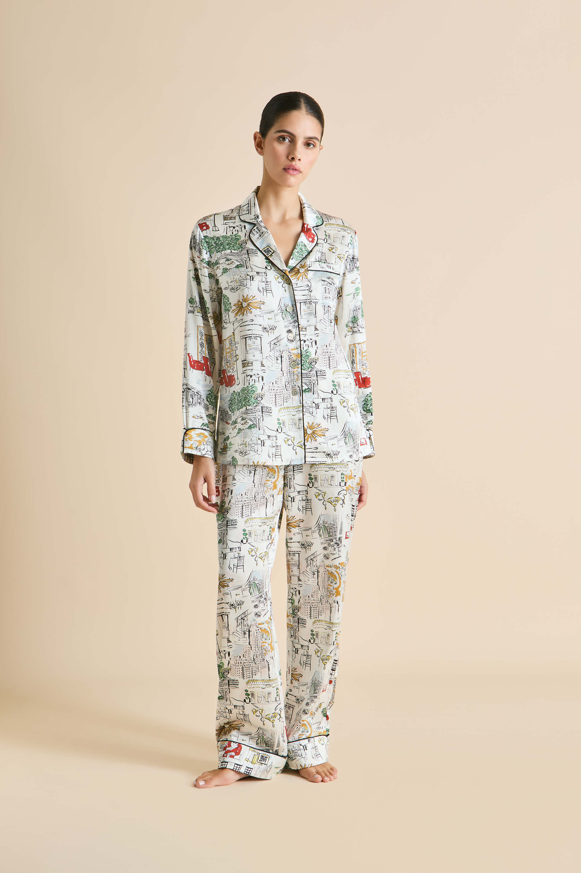 lila carlyle ivory pajamas in silk satin