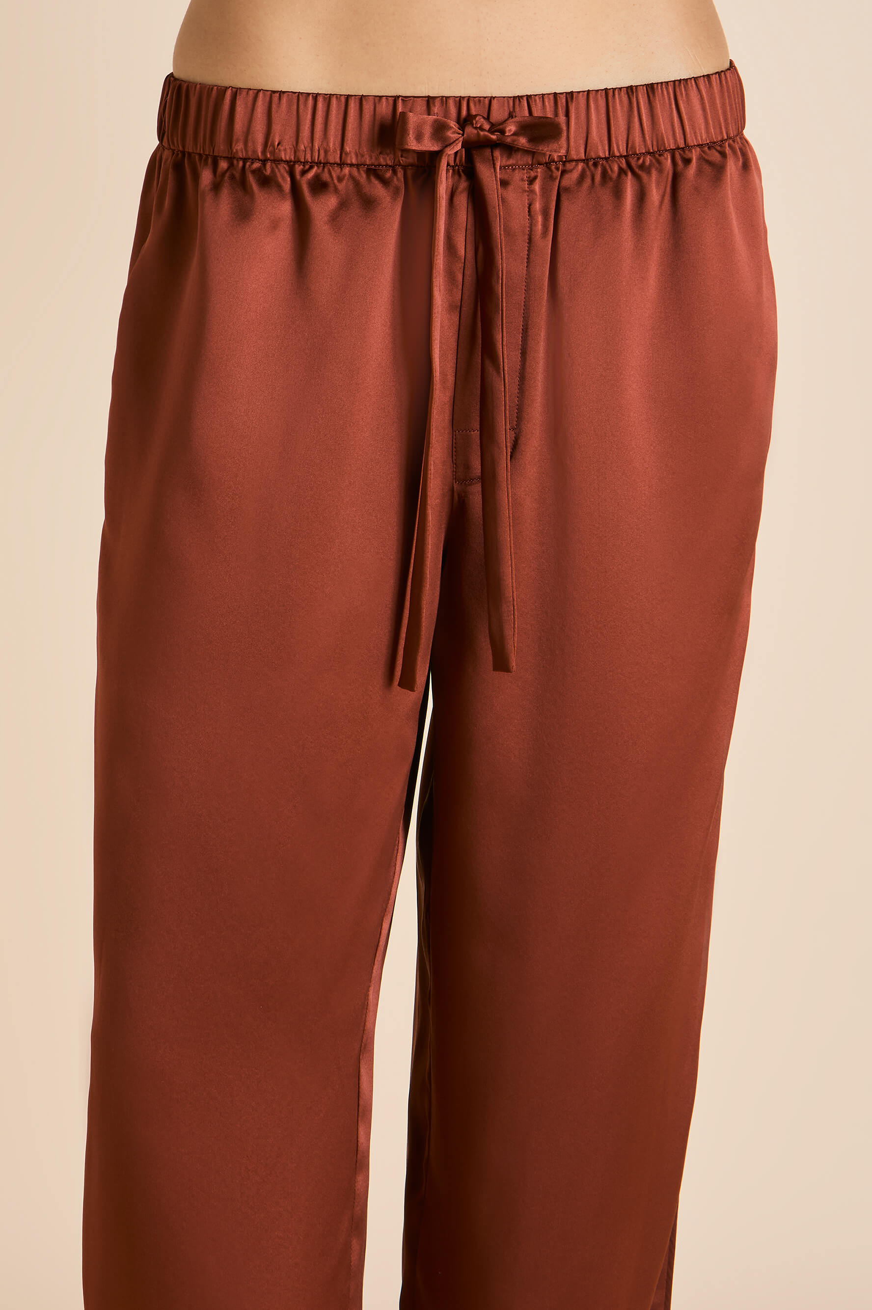 Yves Astrid Bronze Embellished Pajamas in Silk Satin