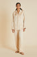 Yves Celestine Caramel Embellished Pajamas in Sandwashed Silk