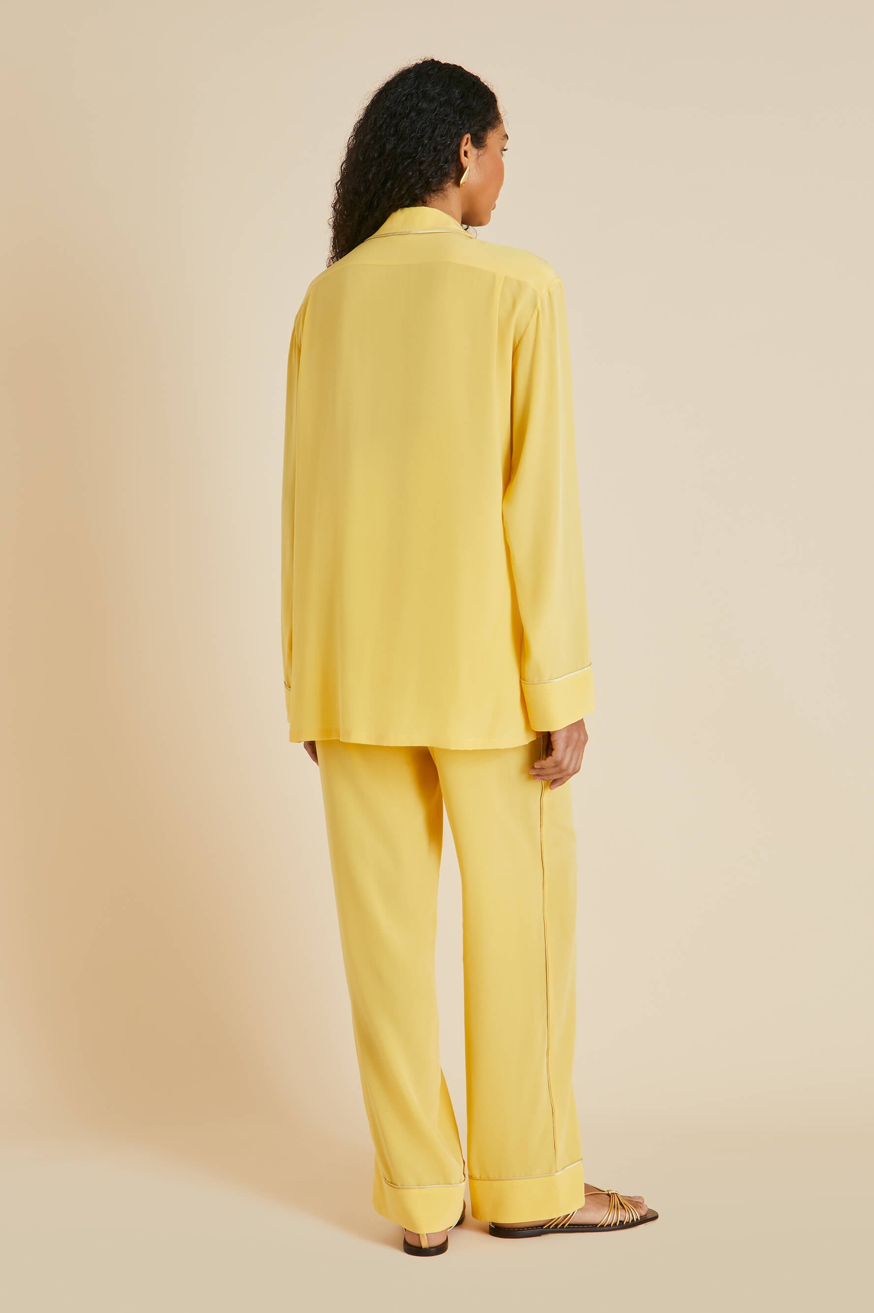 Yves Yellow Pajamas in Silk Crêpe de Chine