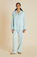 Yves Incantation Blue Embellished Sandwashed Silk Pajamas