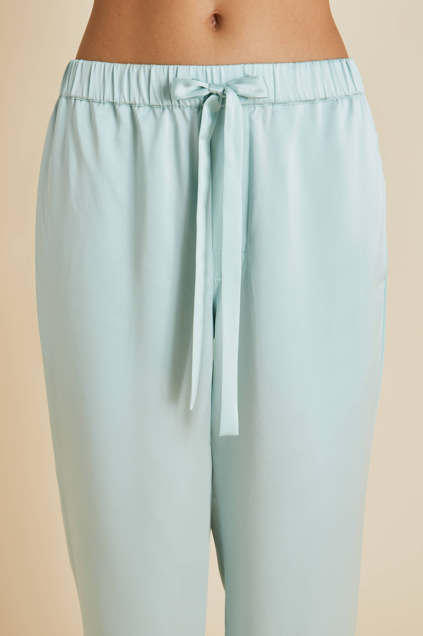 Yves Incantation Blue Embellished Pajamas in Sandwashed Silk