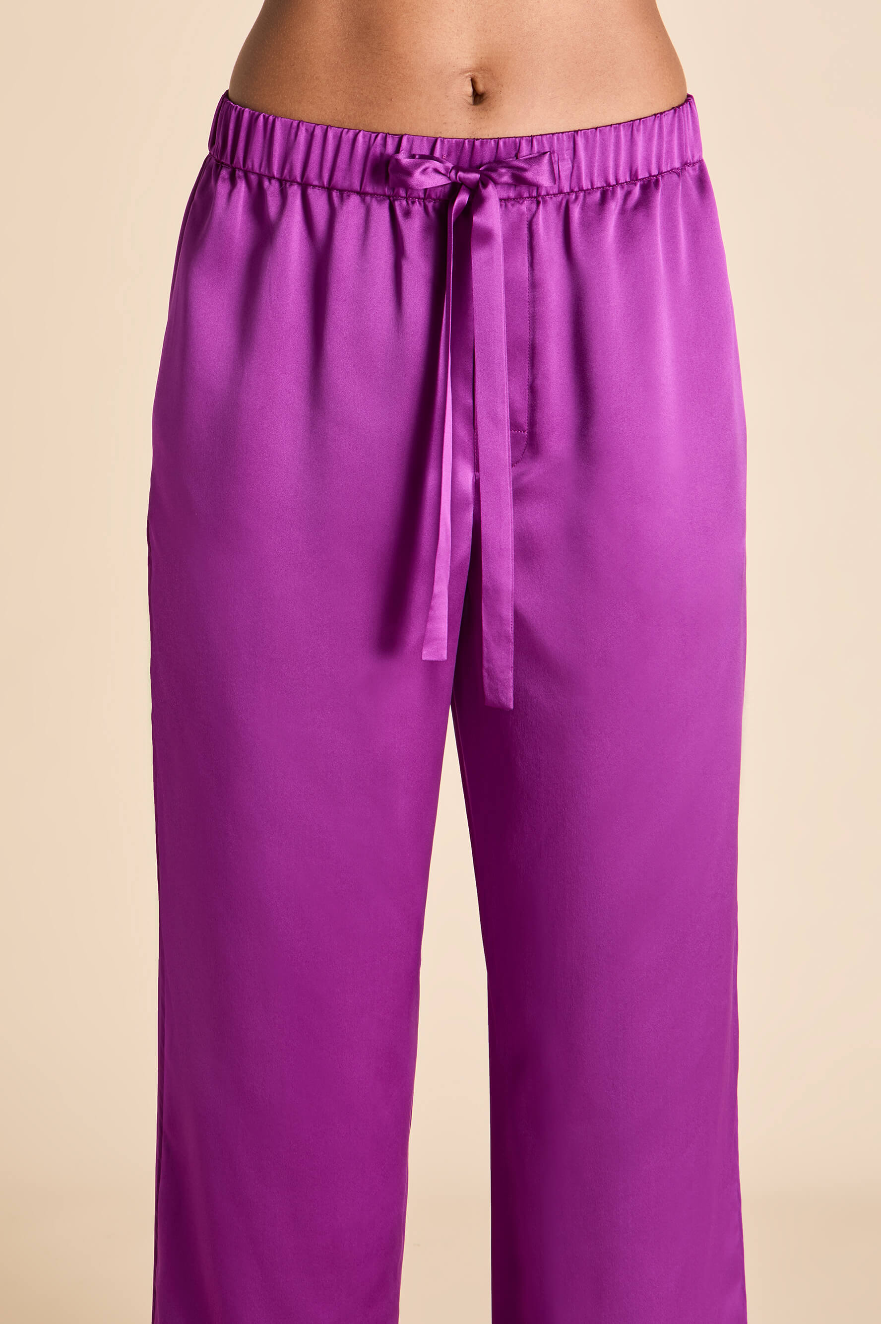 Yves Plum Pajamas in Silk Satin