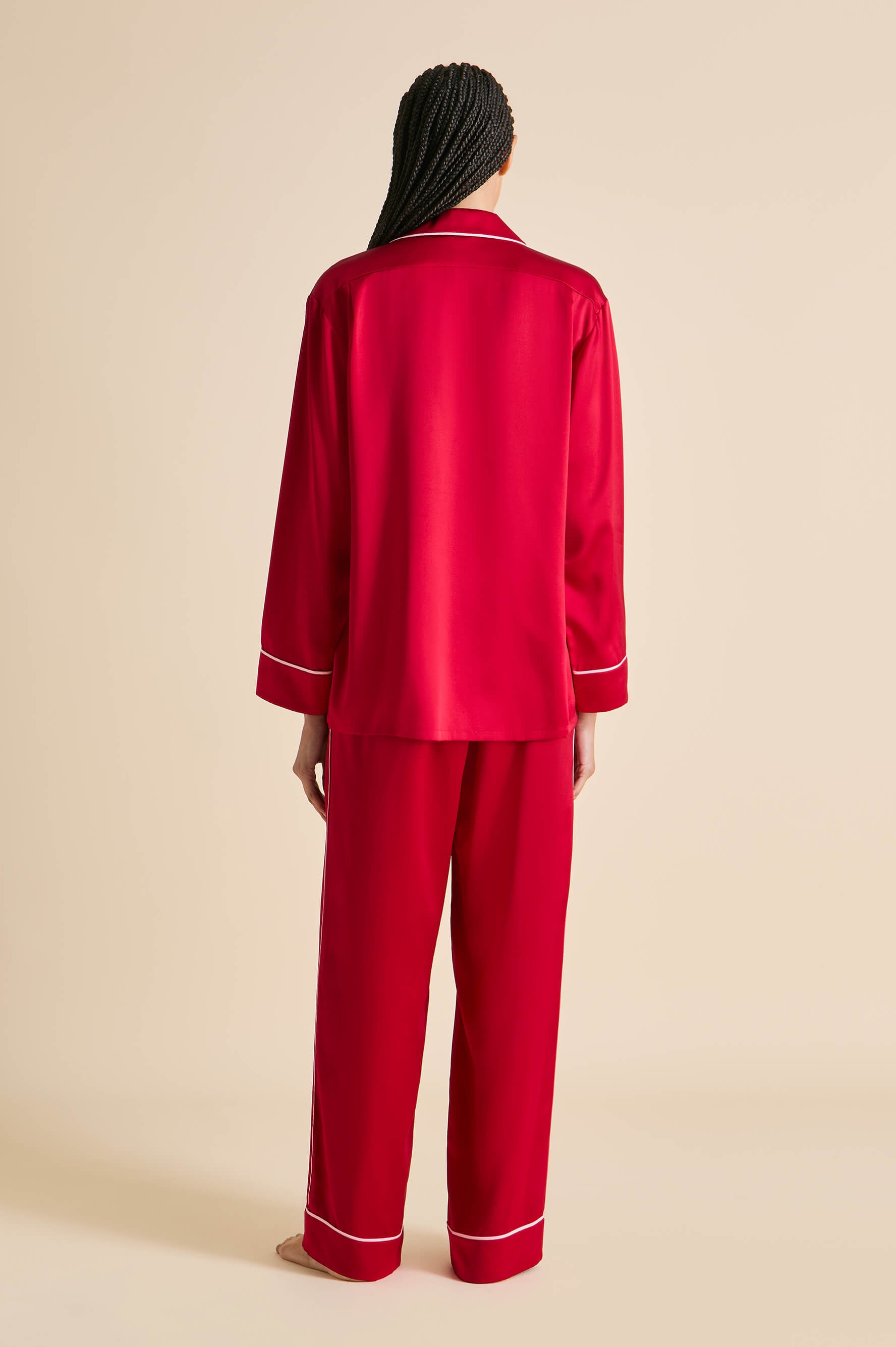 Yves Ruby Pajamas in Silk Satin