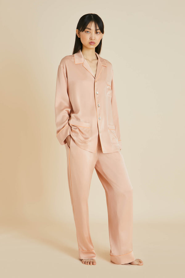 Yves Shell Pink Sandwashed Silk Pajamas