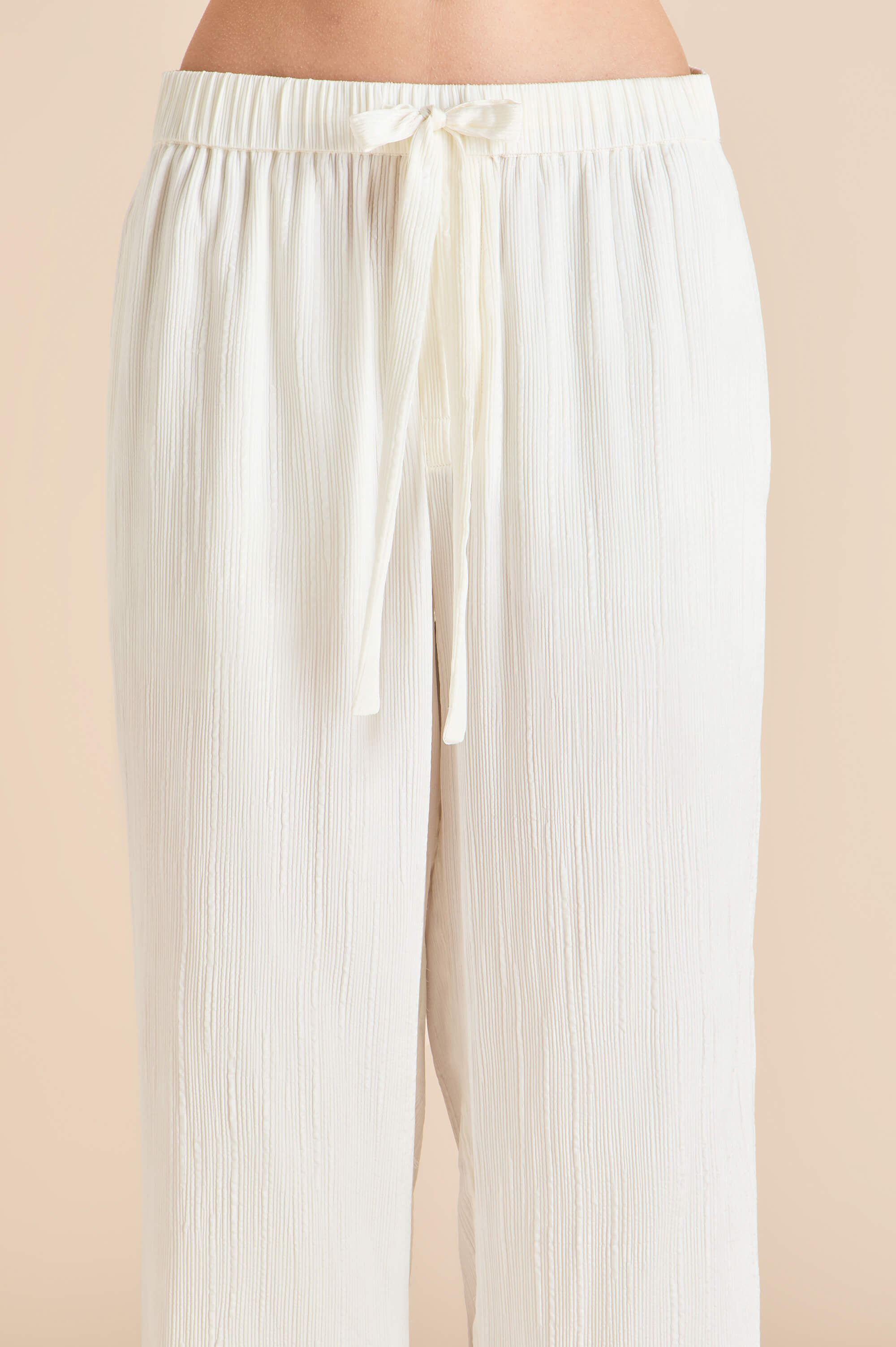 Yves Tabitha Ivory Pajamas in Crinkled Silk Satin