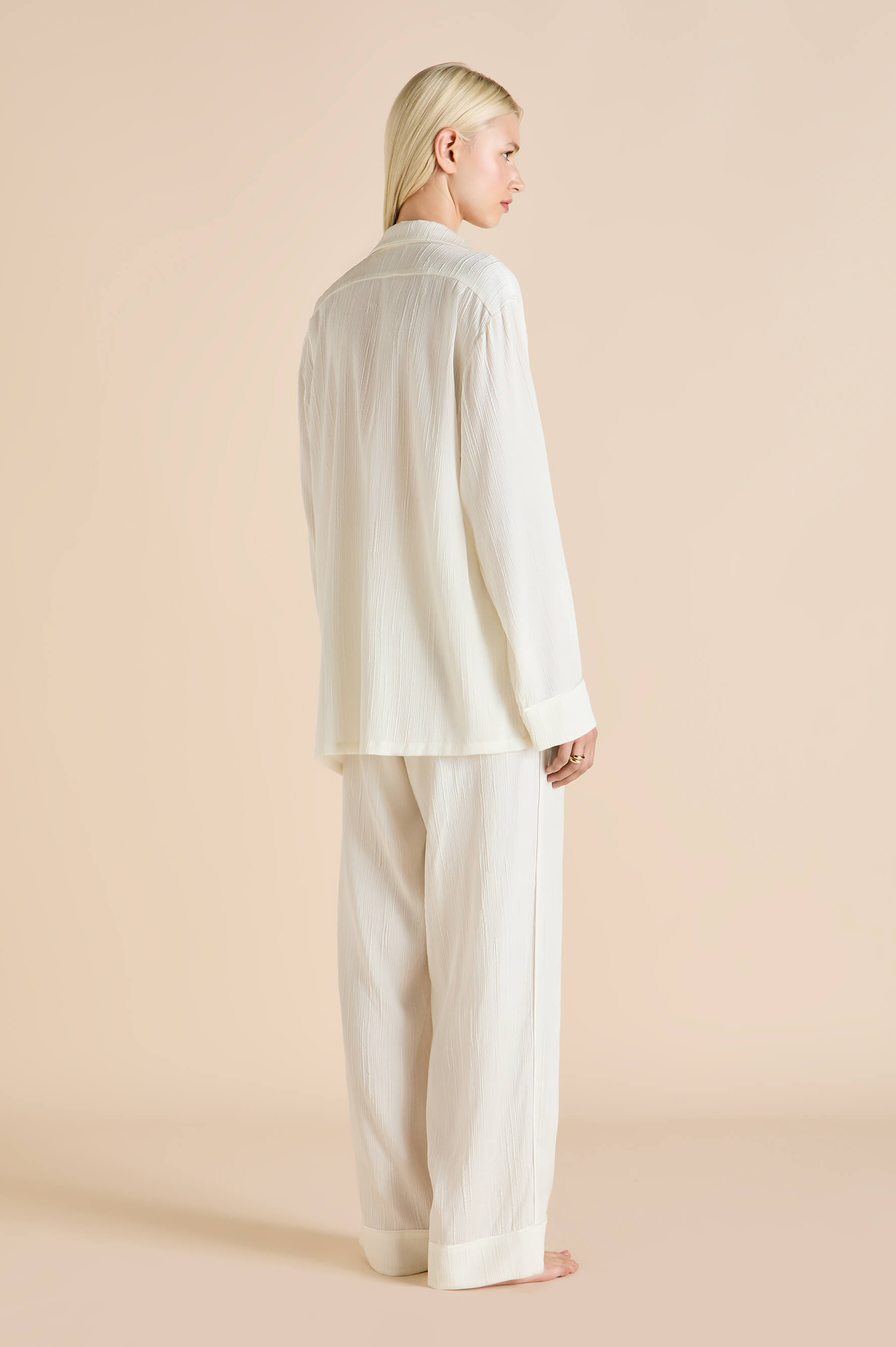 Yves Tabitha Ivory Pajamas in Silk Satin