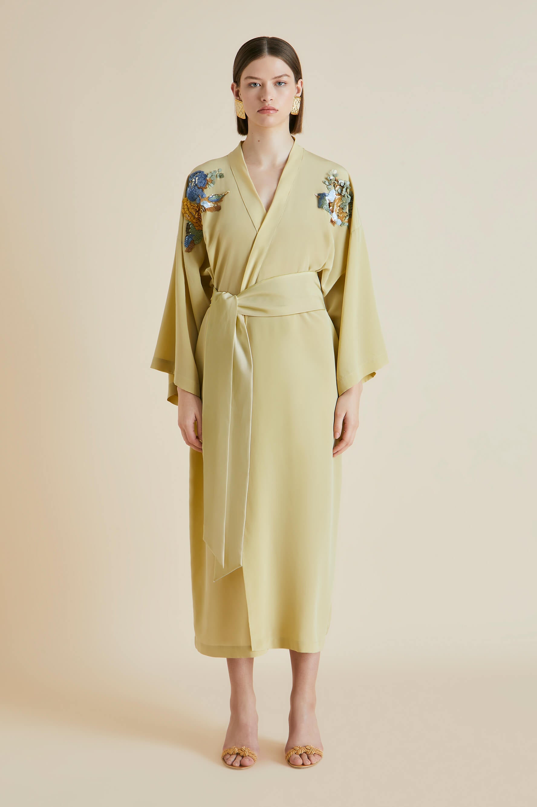 Amaya Demoiselle Yellow Mountain Silk Crêpe De Chine Robe