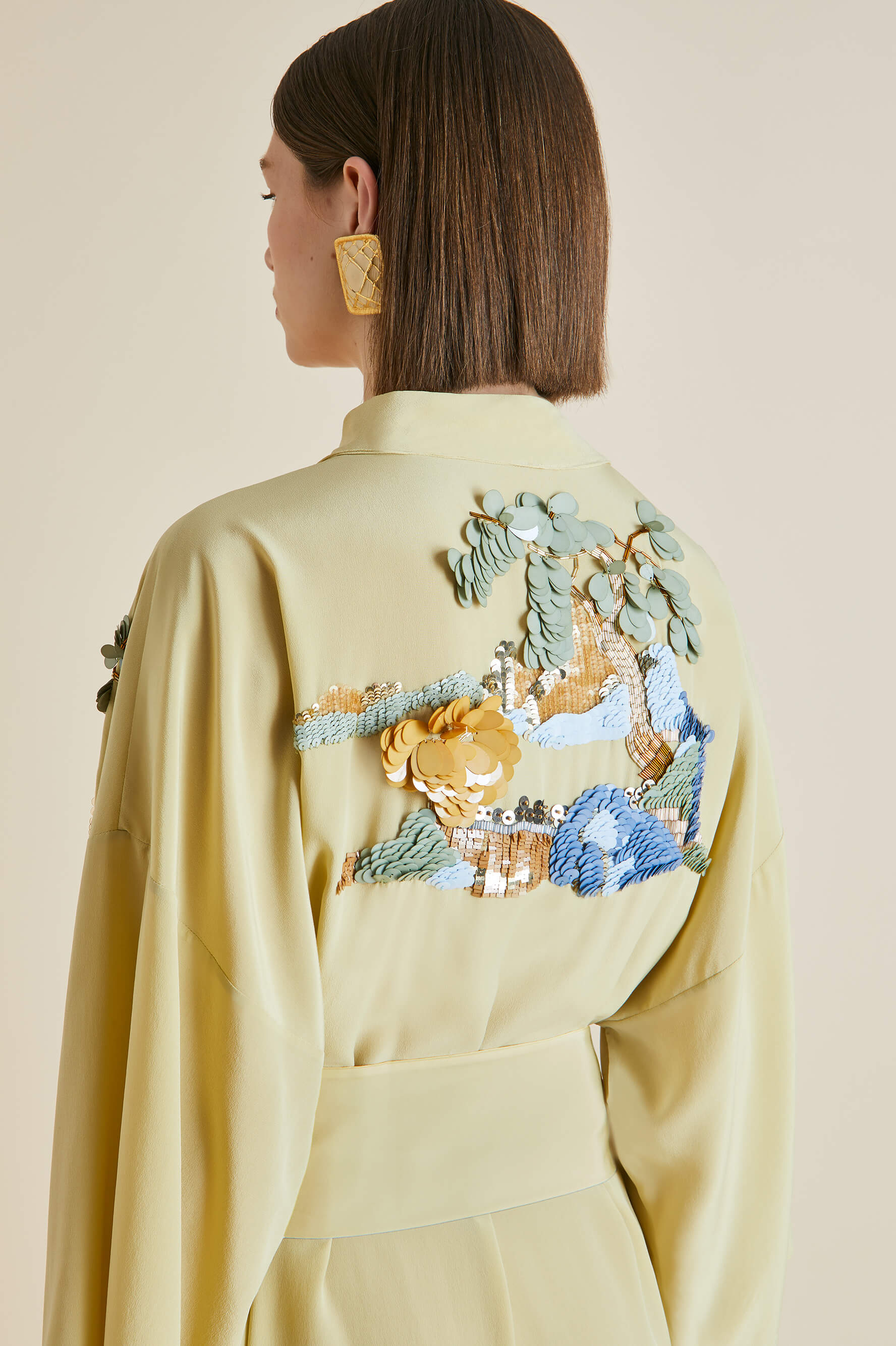 Amaya Demoiselle Yellow Mountain Silk Crêpe De Chine Robe
