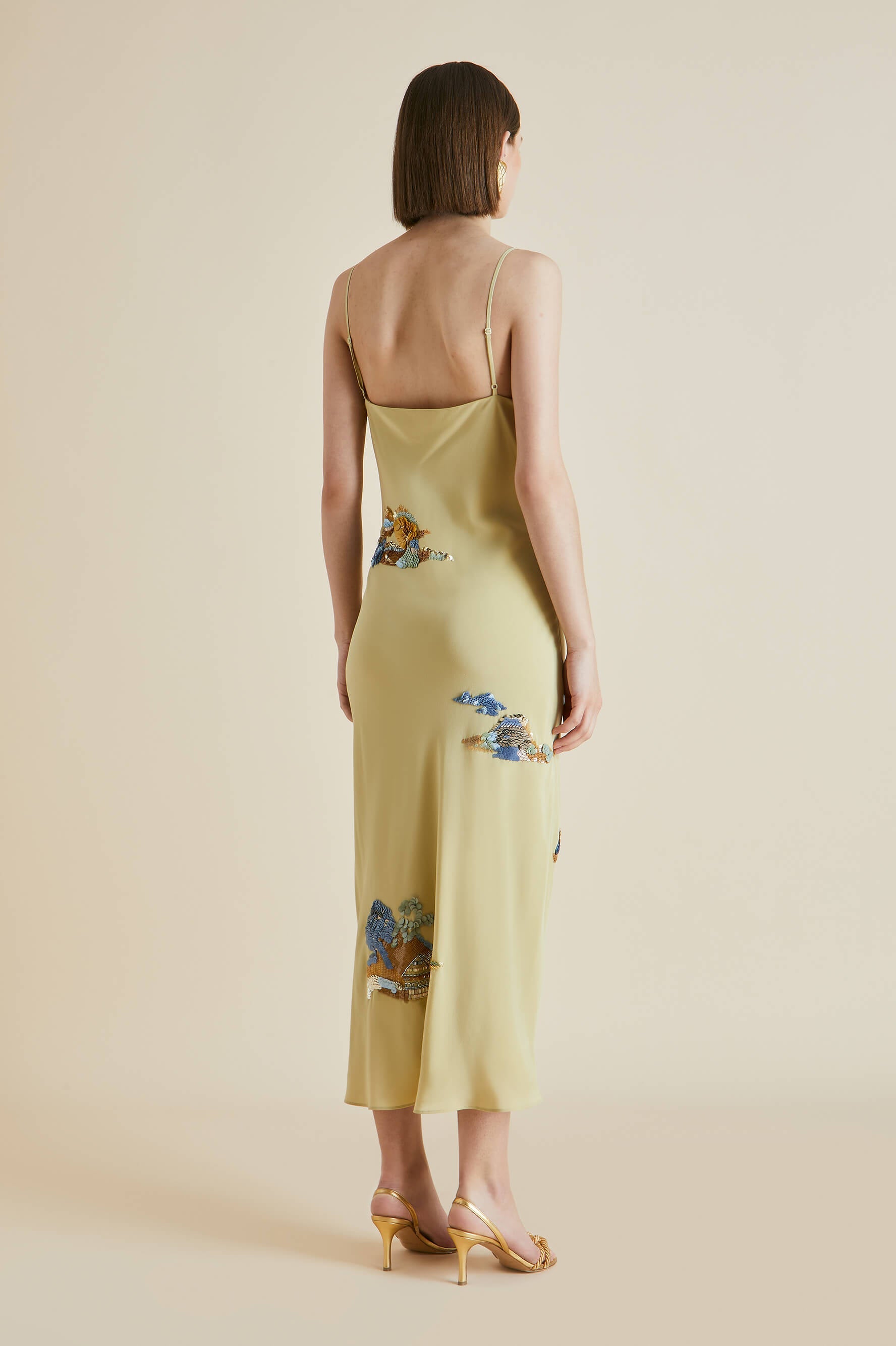 Bibi Demoiselle Yellow Mountain Silk Crêpe De Chine Slip Dress