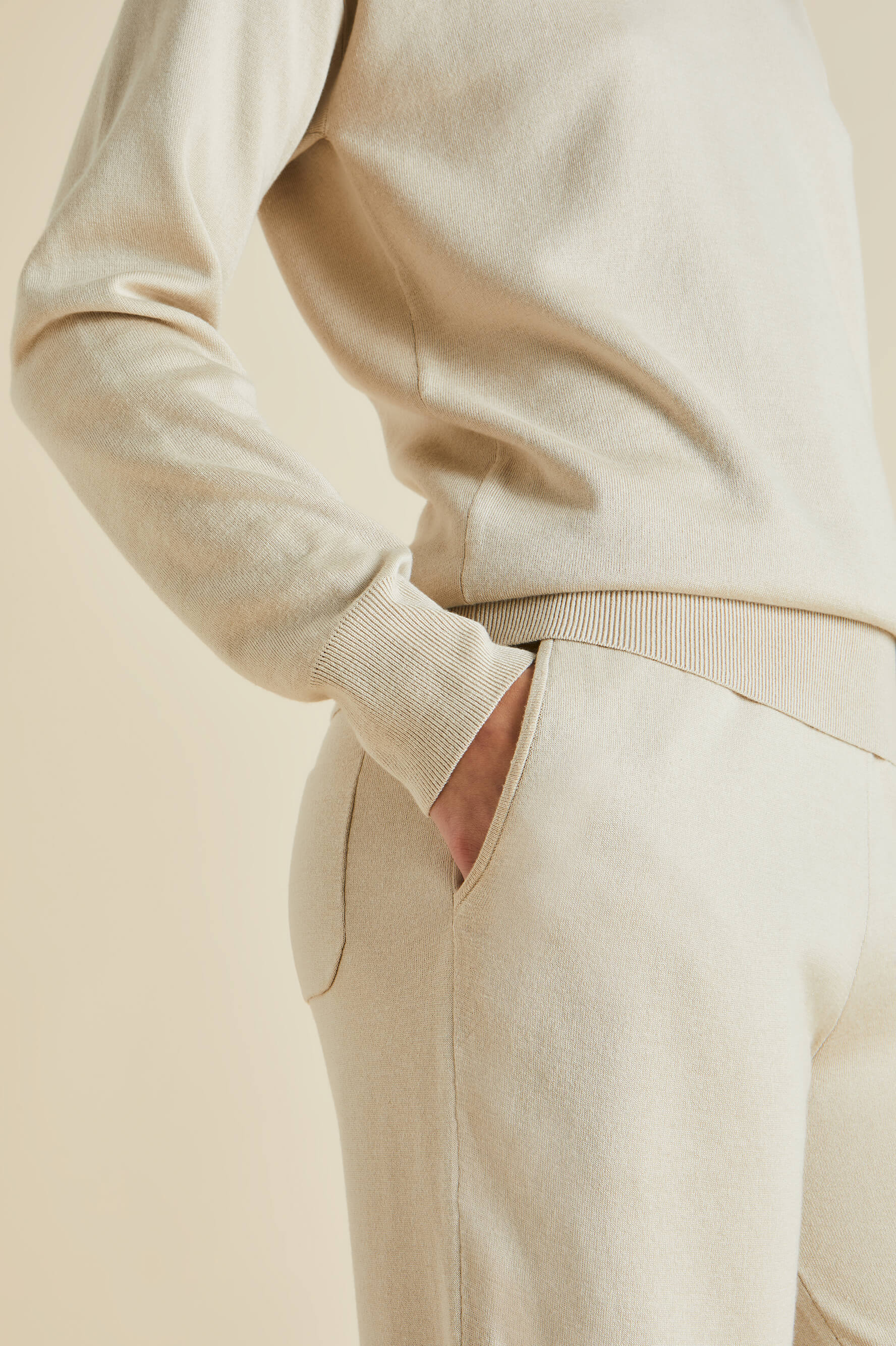 Carmel Kasbah Cream Tracksuit in Silk-Cashmere