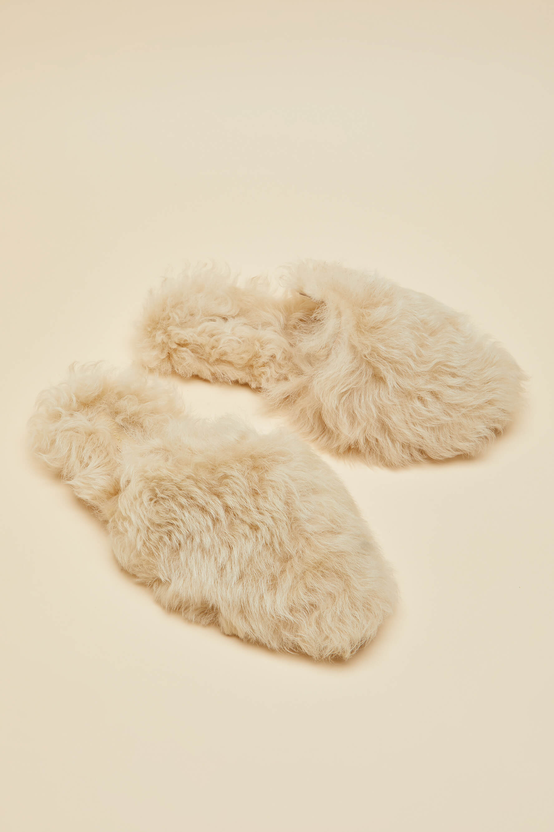 Contessa Gaia Beige Slippers in Merino Wool