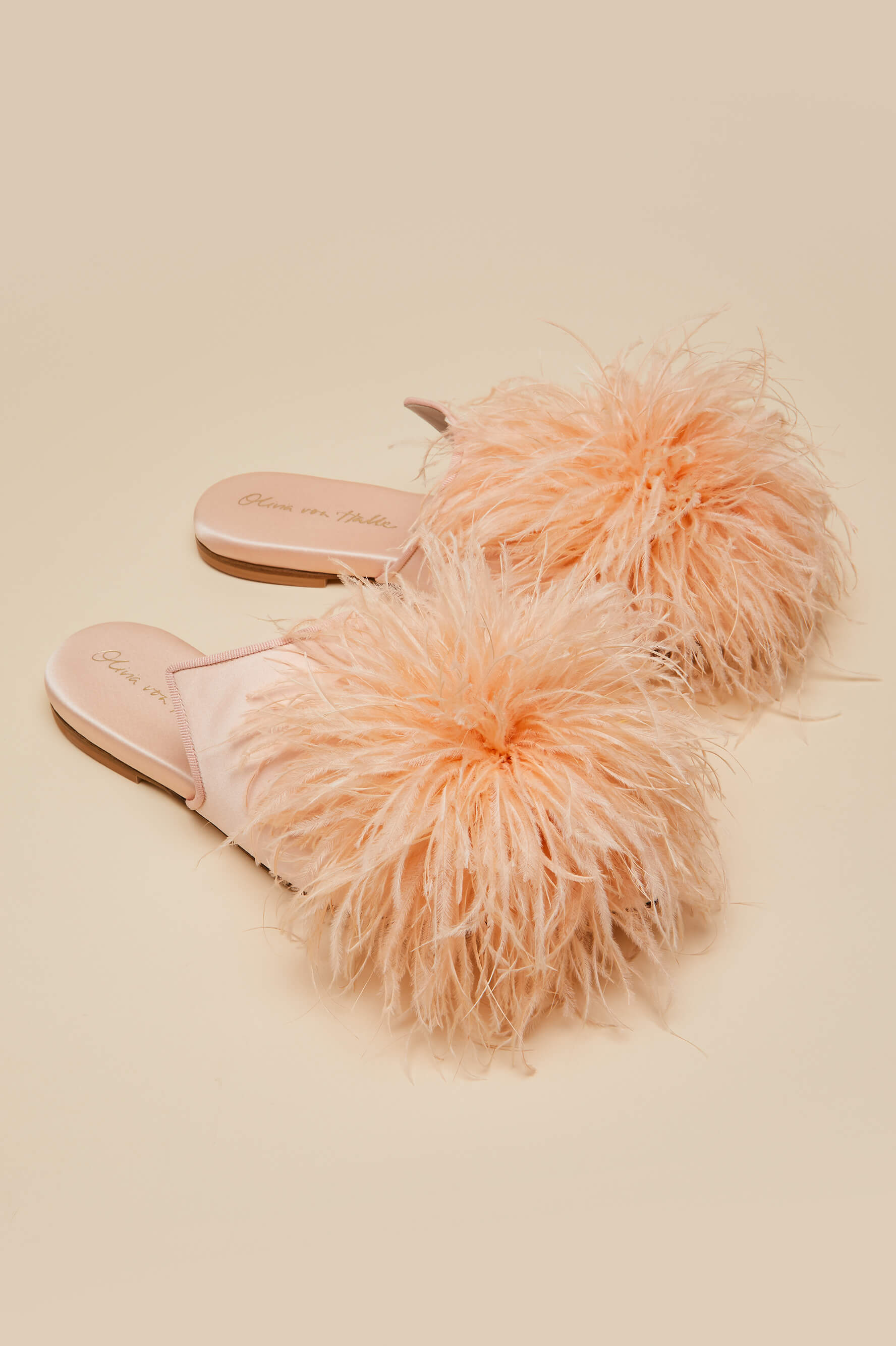 Contessa Minnie Silk Feather Slippers