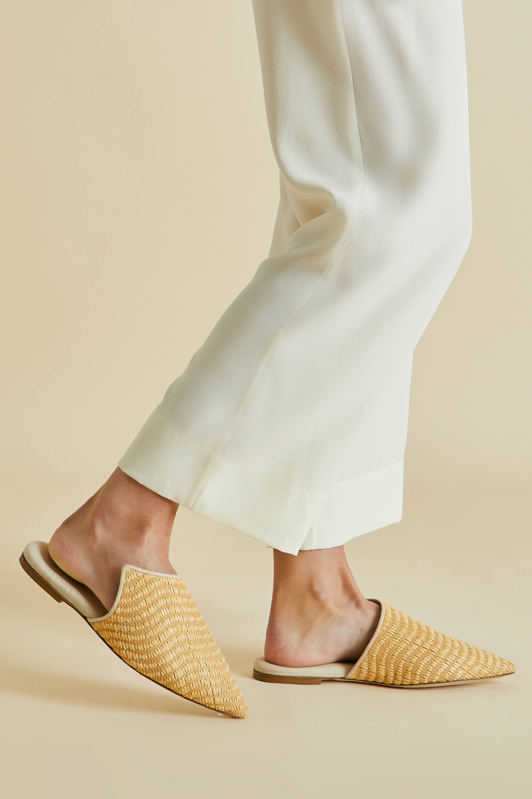 Contessa Roscoe Beige Slippers in Raffia