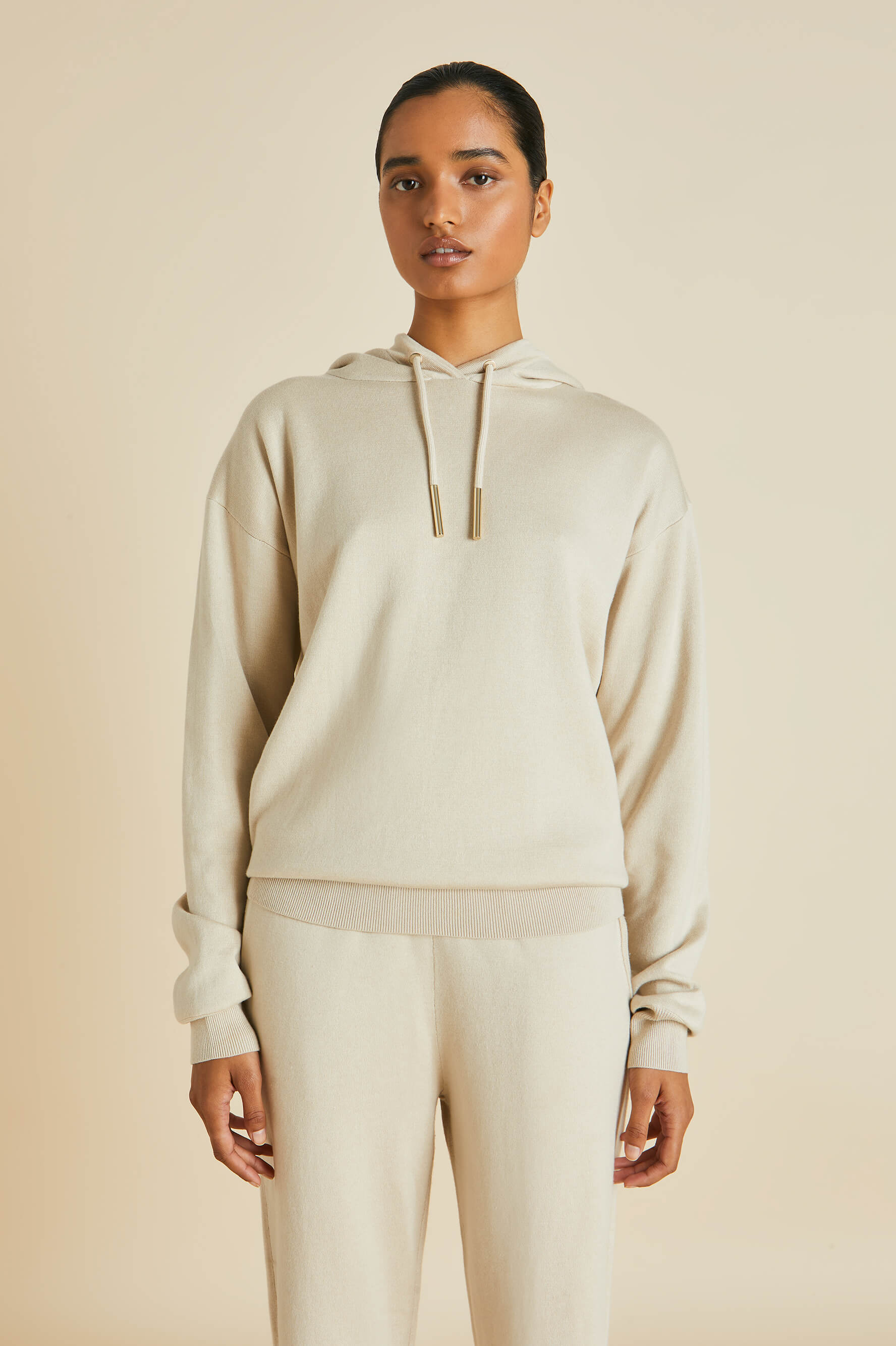 Gia Kasbah Cream Tracksuit in Silk-Cashmere