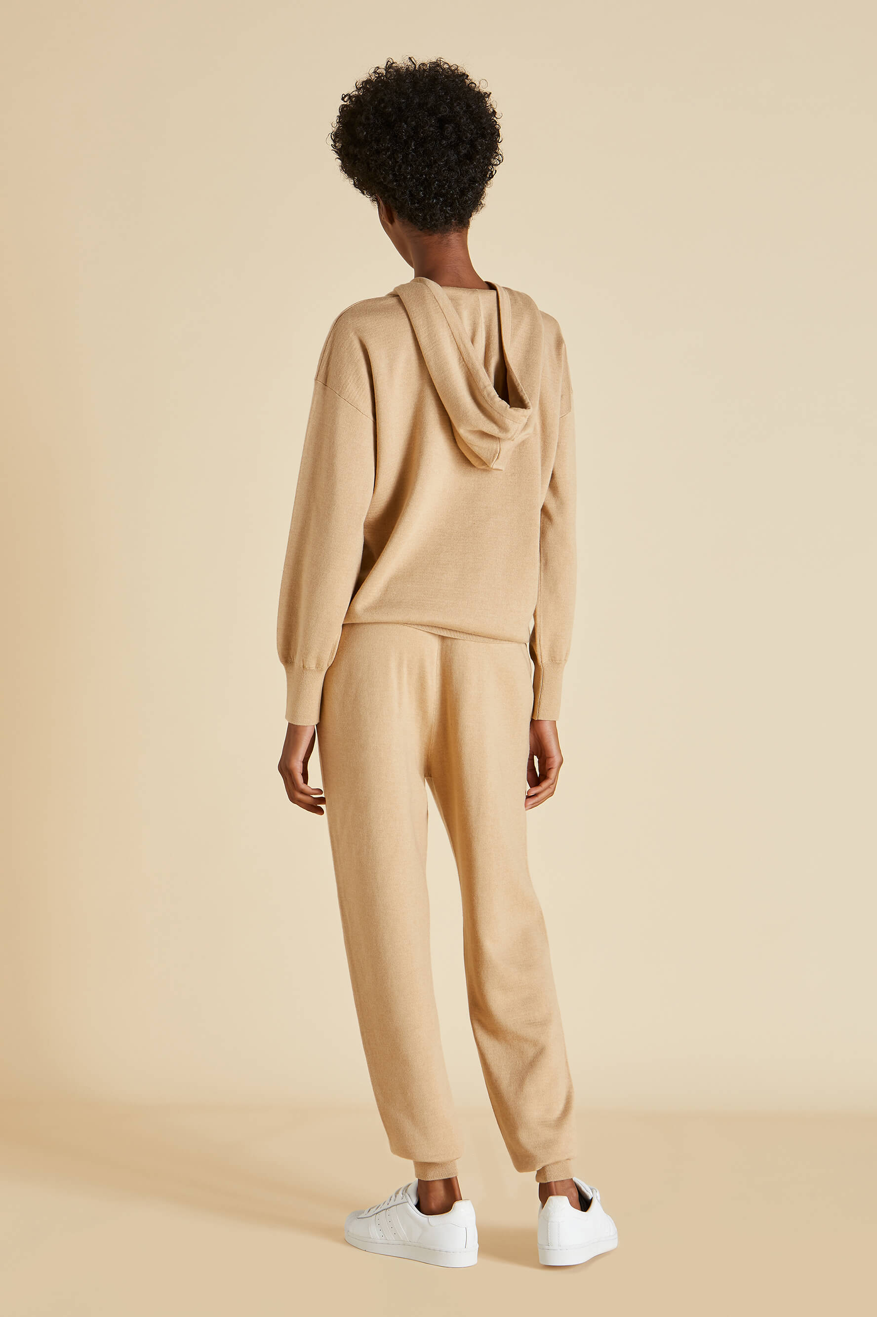 Gia Shanghai Beige Tracksuit in Silk-Cashmere