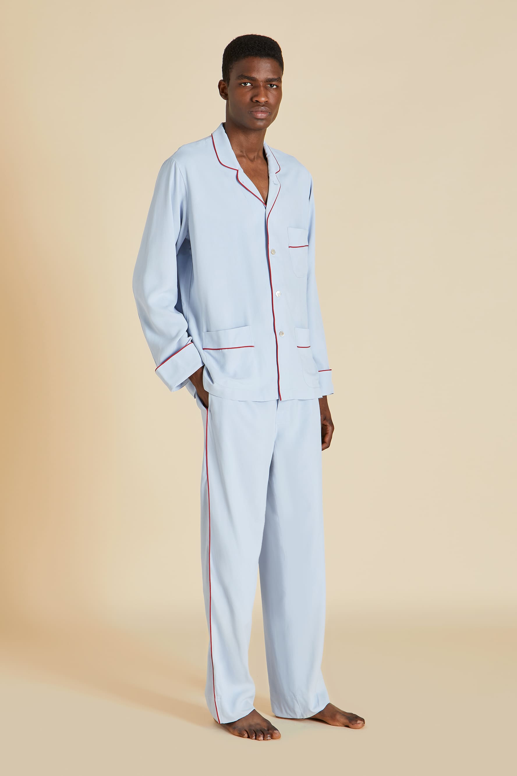 Laurent Cerulean Silk Habotai Pajama Set