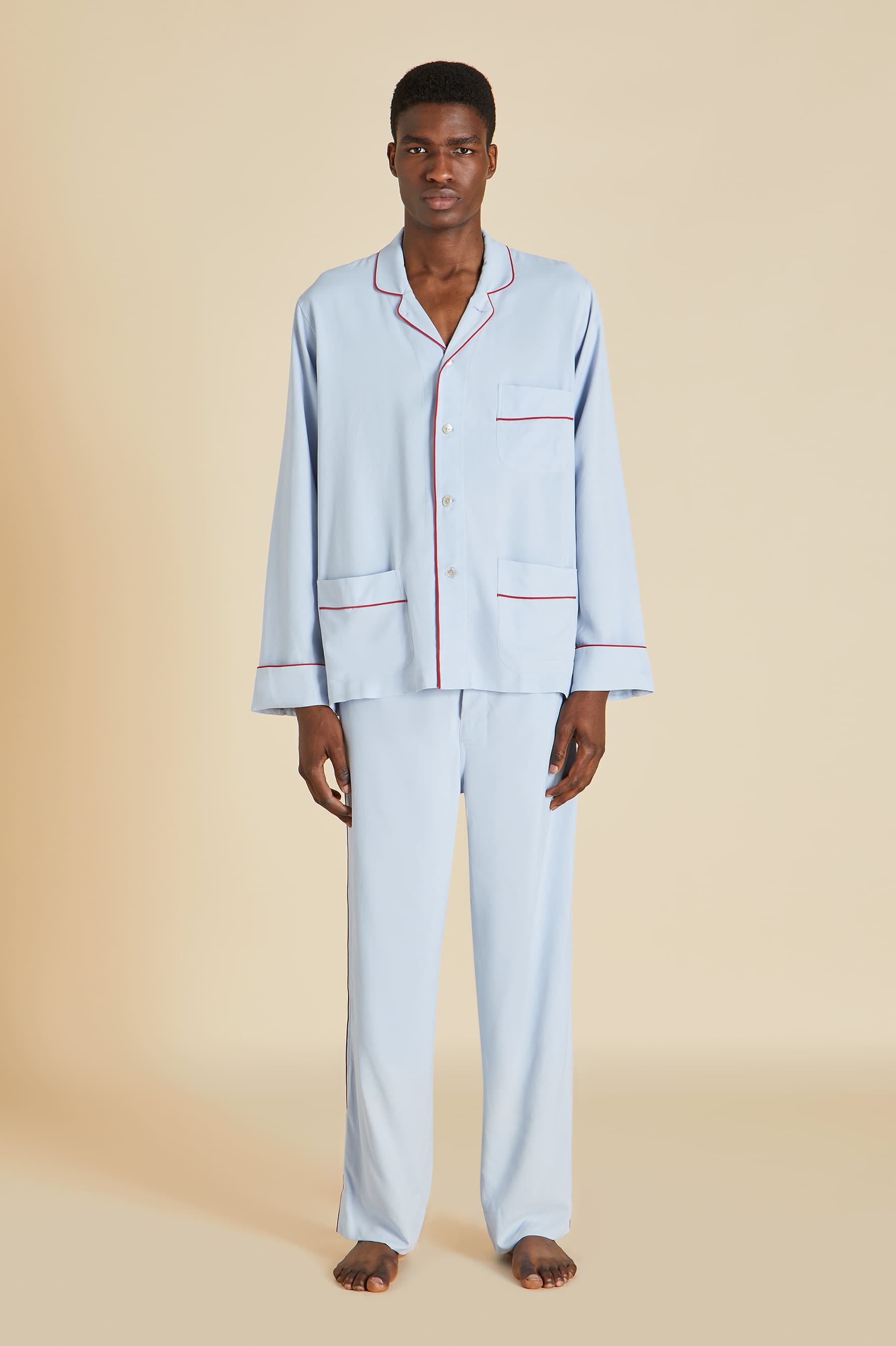 Laurent Cerulean Silk Habotai Pajama Set