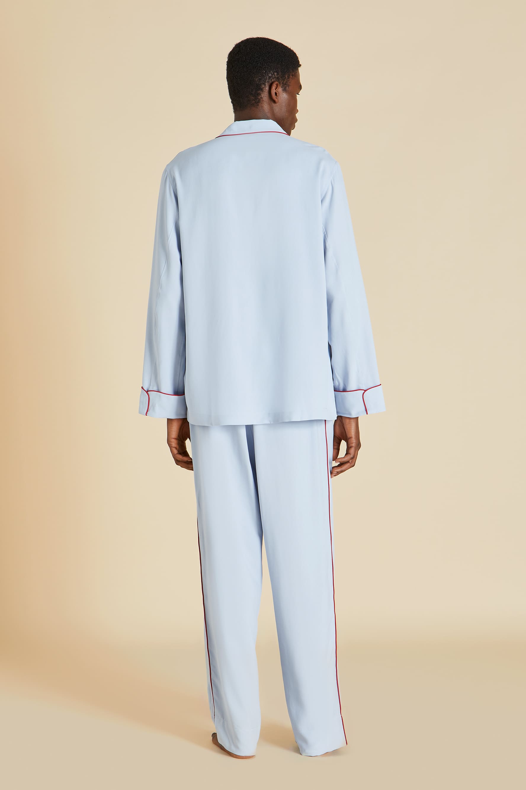 Laurent Cerulean Blue Pajamas in Sandwashed Silk