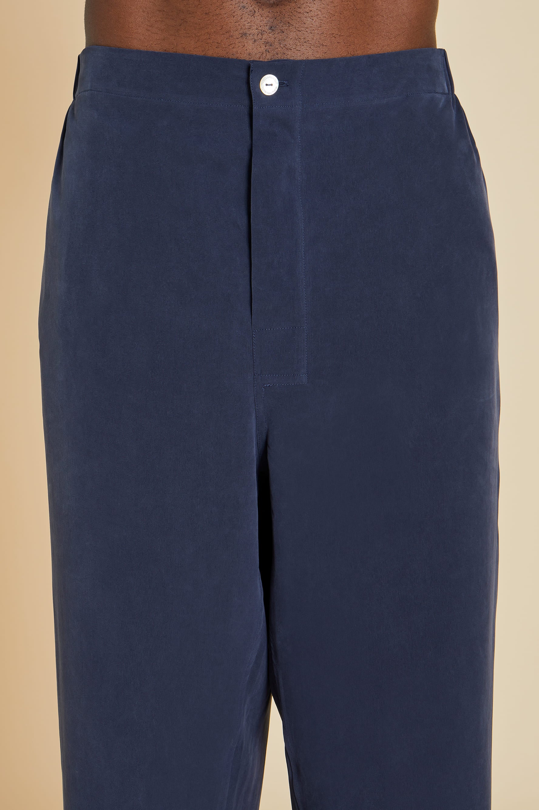 Laurent Navy Pajamas in Sandwashed Silk